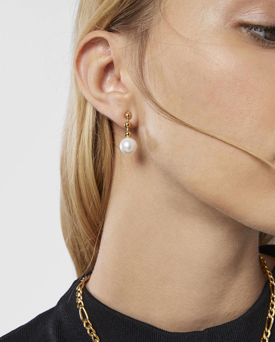 Pendientes gloss cortos bañados en oro de 18 kt sobre plata - Tous - Blanco Blanco-4