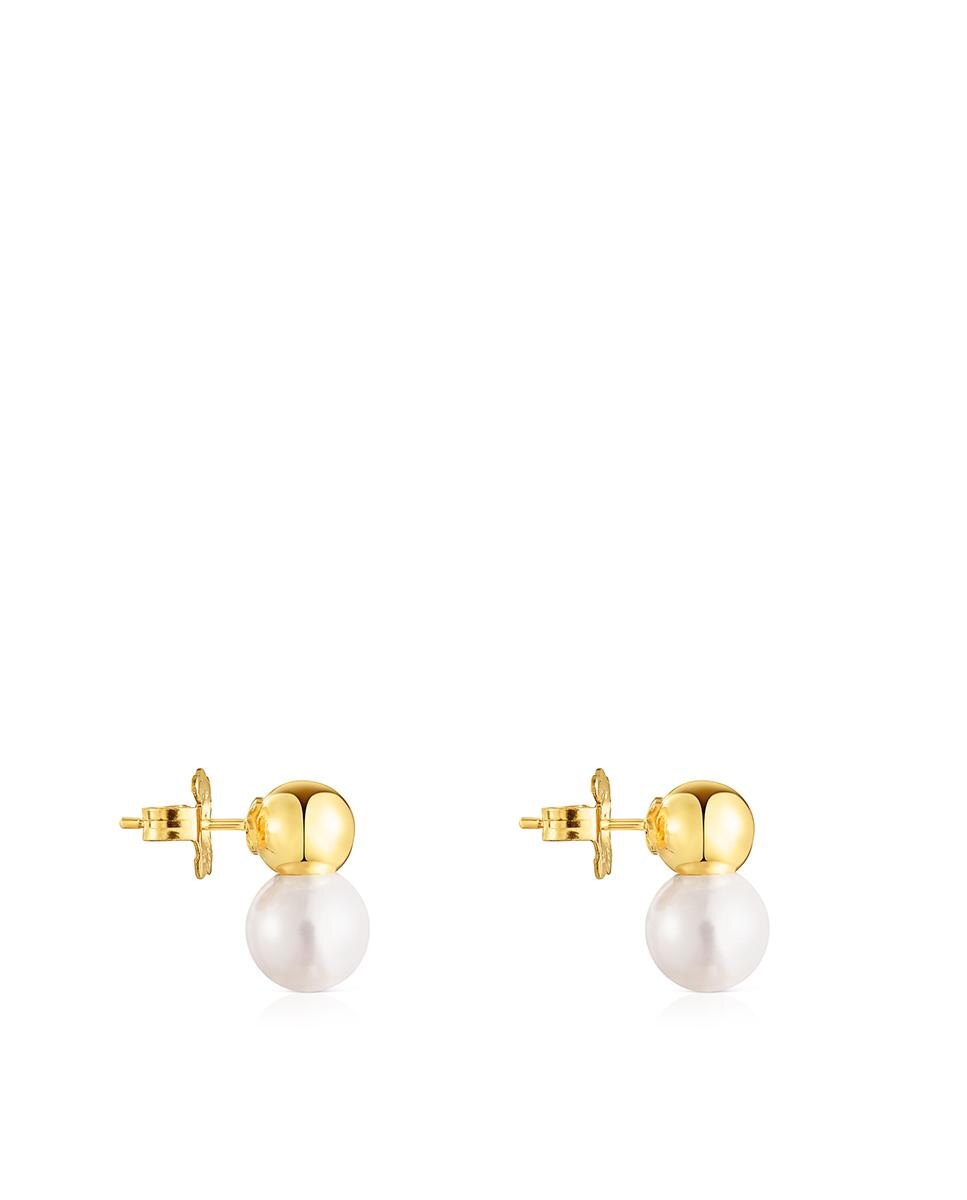Pendientes gloss bañados en oro de 18 kt sobre plata con bola - Tous - Blanco Blanco-2