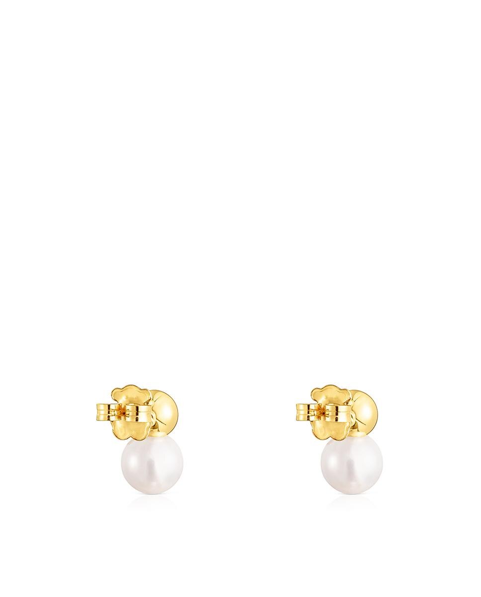 Pendientes gloss bañados en oro de 18 kt sobre plata con bola - Tous - Blanco Blanco-3