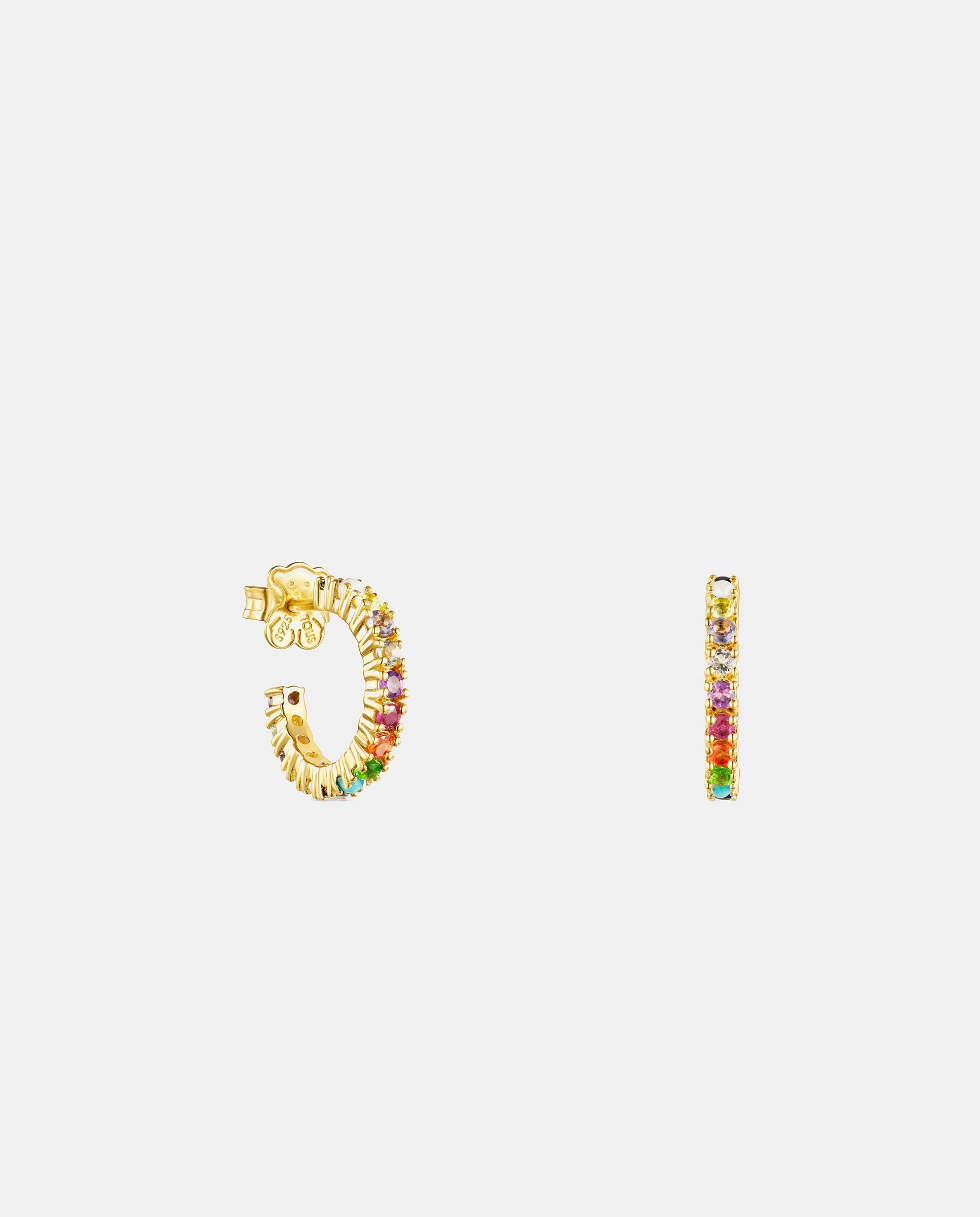 Pendientes de aro bañados en oro de 18 kt sobre plata - Tous - Multicolor Multicolor-1