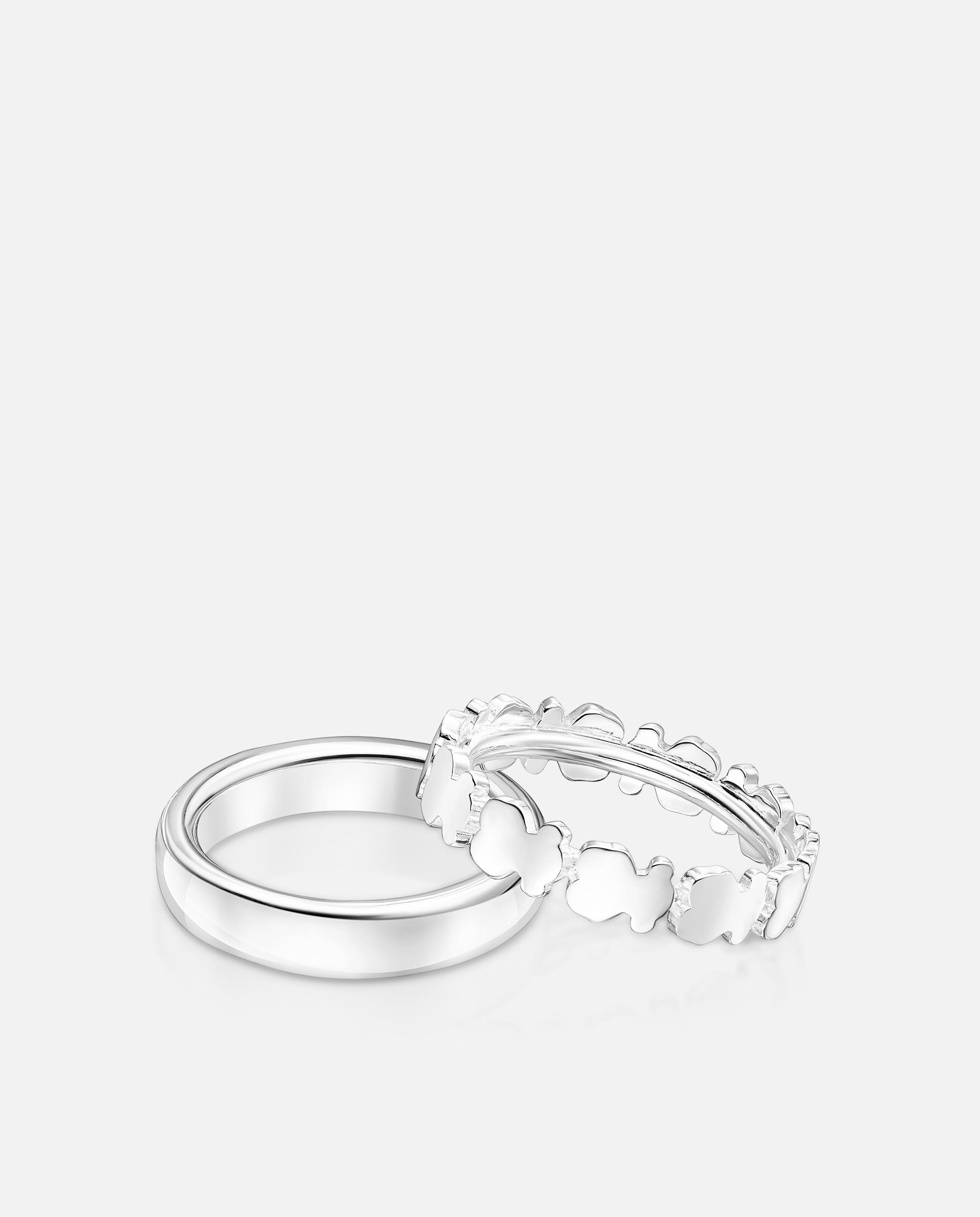 Dos anillos de plata straight - Plateado Plateado-2