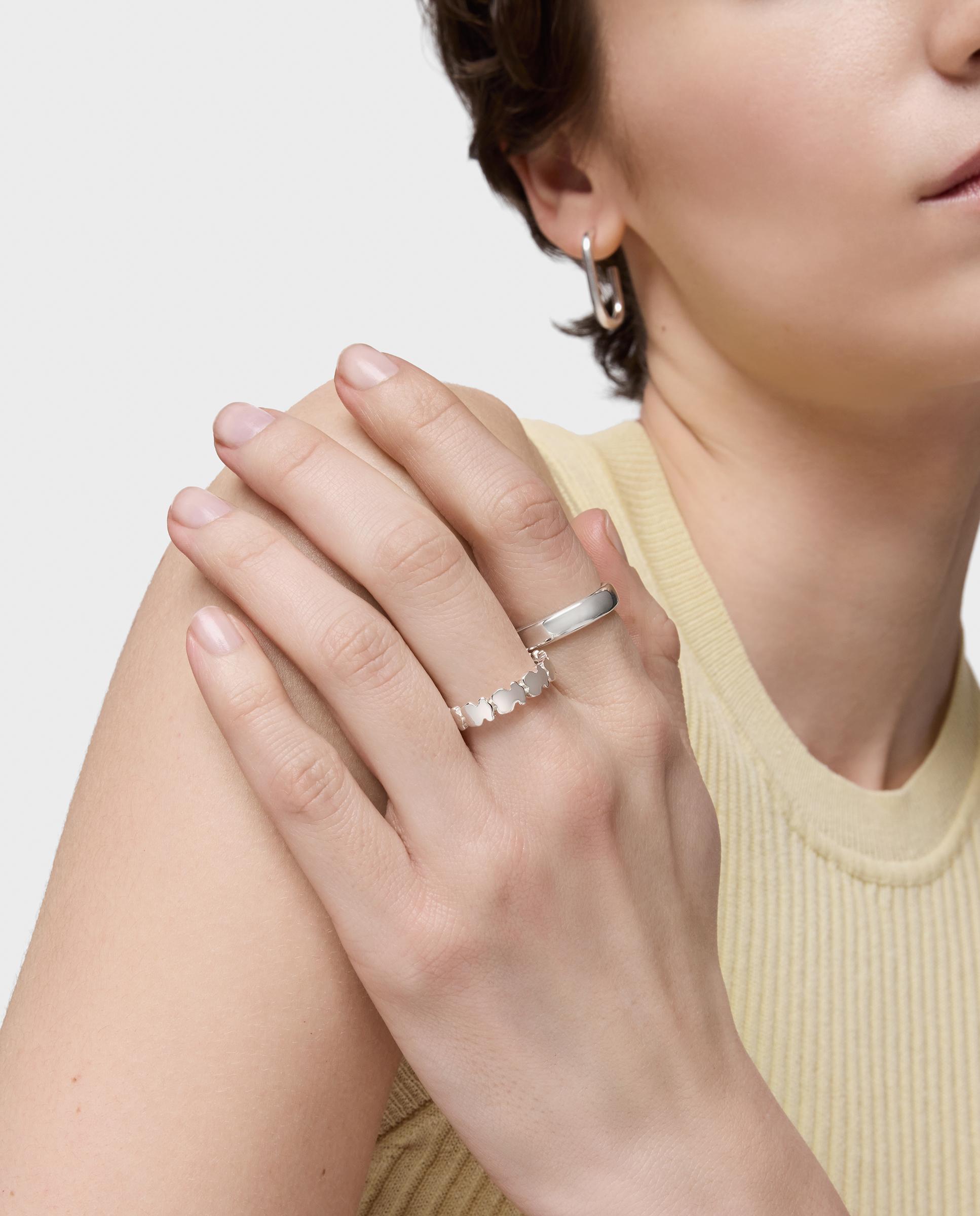 Dos anillos de plata straight - Plateado Plateado-5