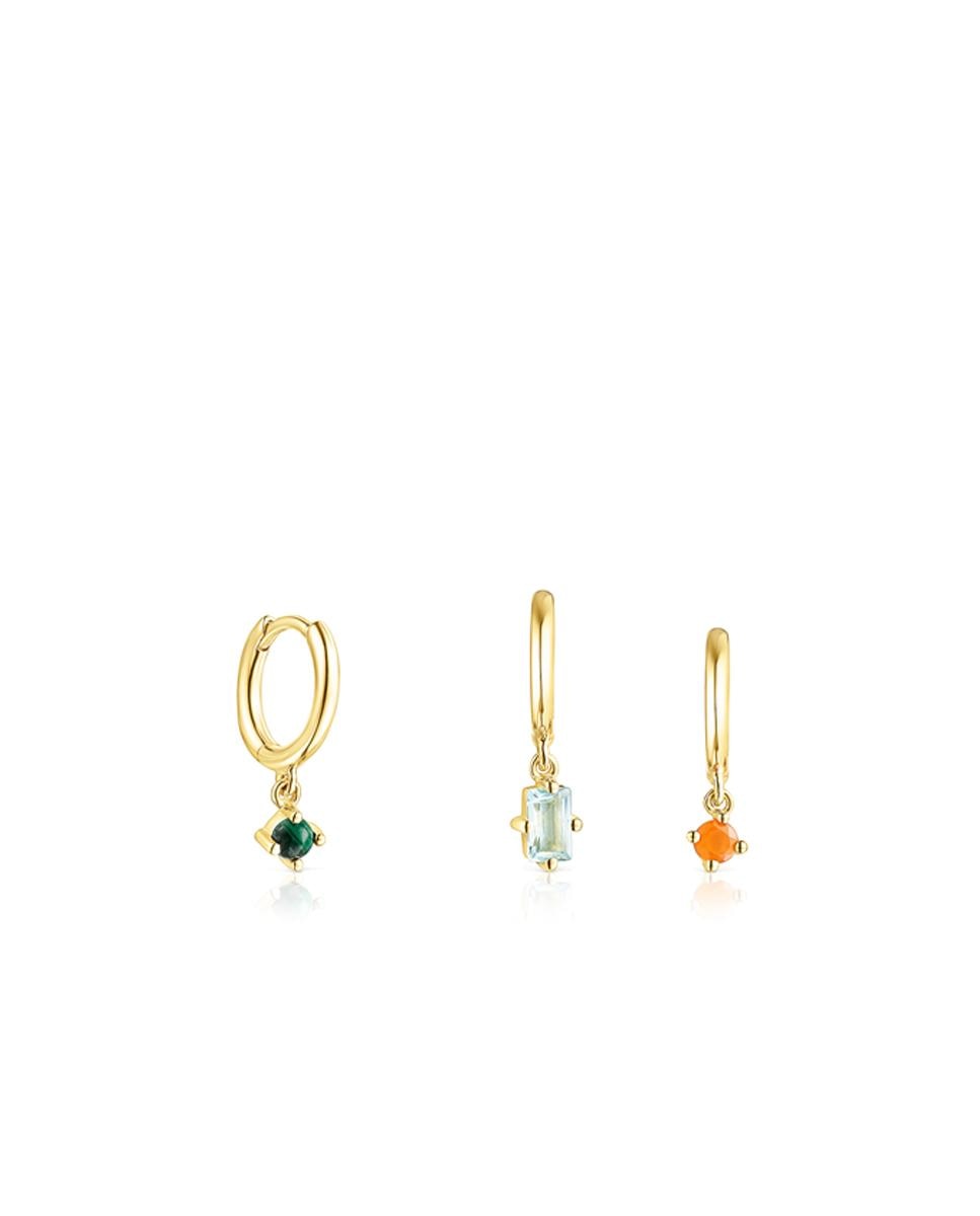Pendientes good vibes bañados en oro de 18 kt sobre plata y gemas - Tous - Multicolor Multicolor-1