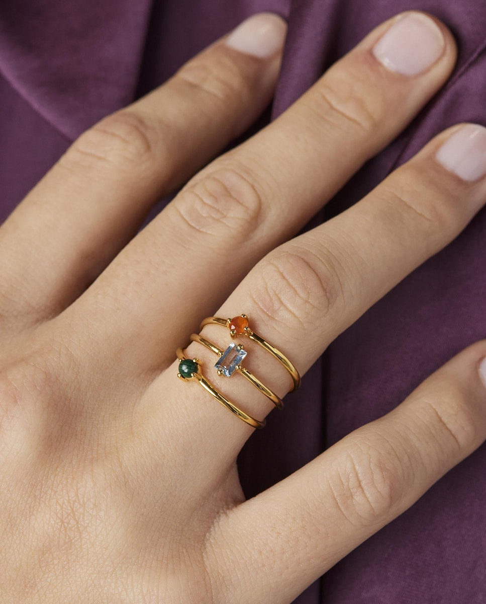 Set de tres anillos Good Vibes bañados en oro de 18 kt sobre plata