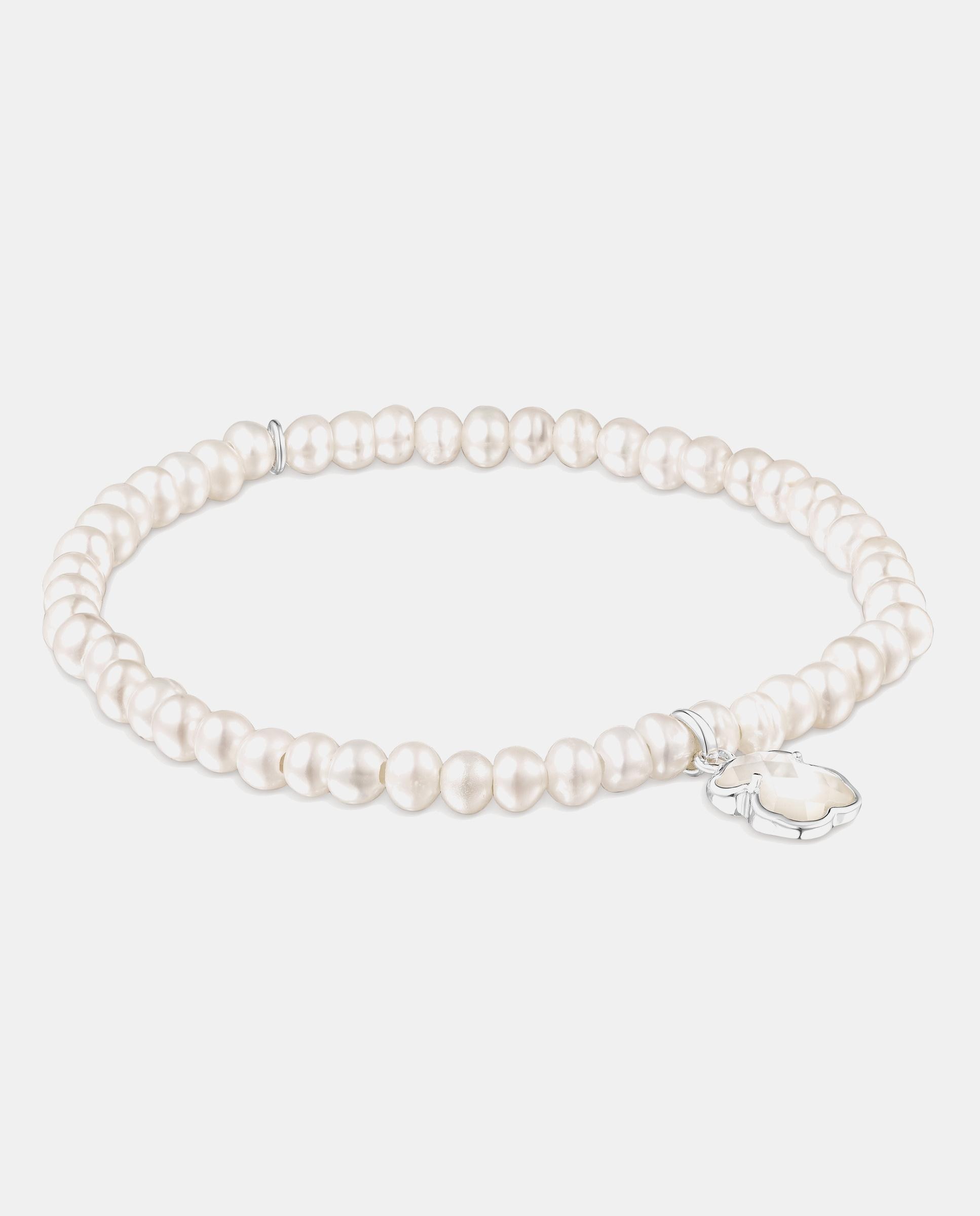 Pulsera icon color de plata y perlas - Blanco Blanco-1
