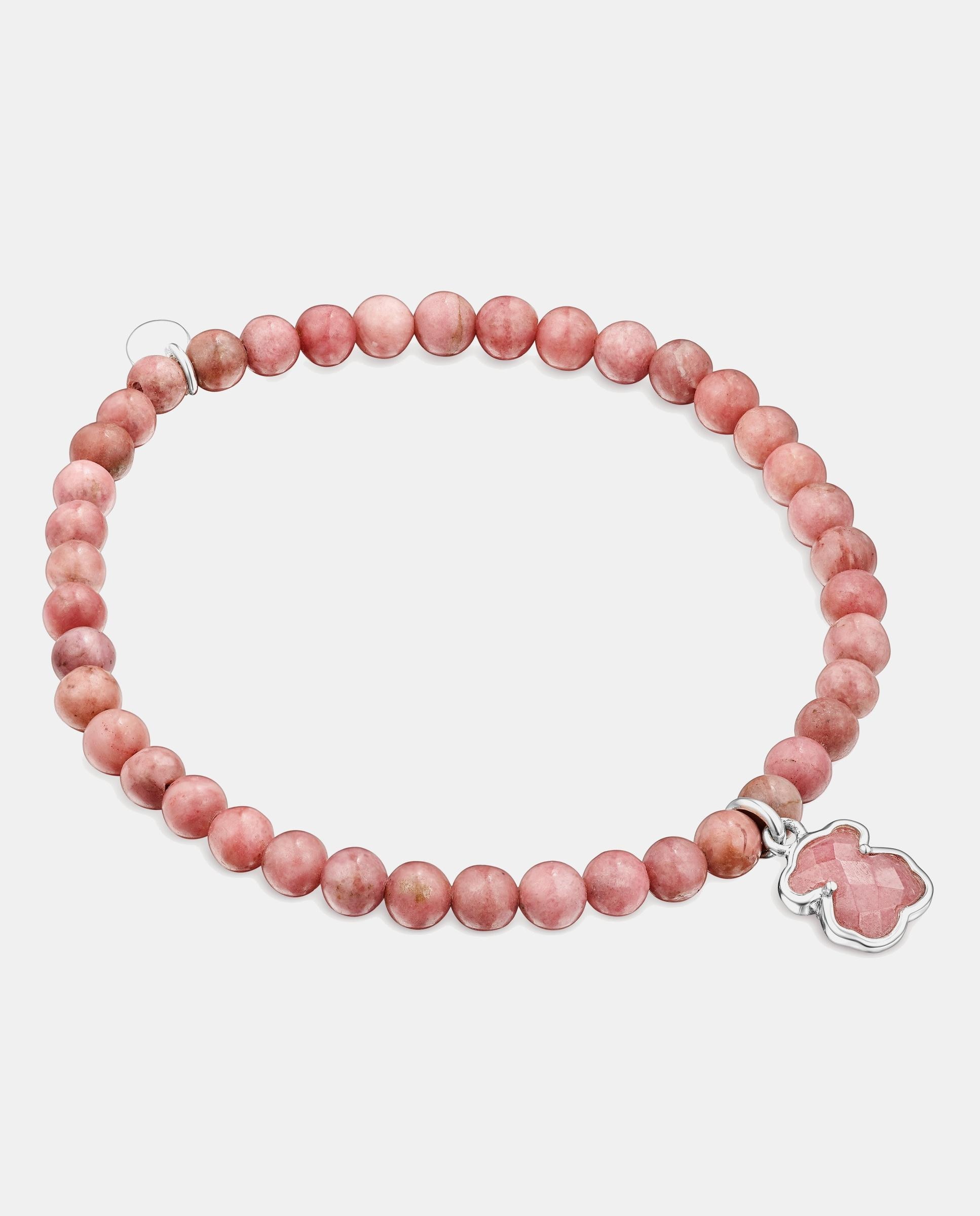 Pulsera icon color de plata y rodonita - Rosa Rosa-1