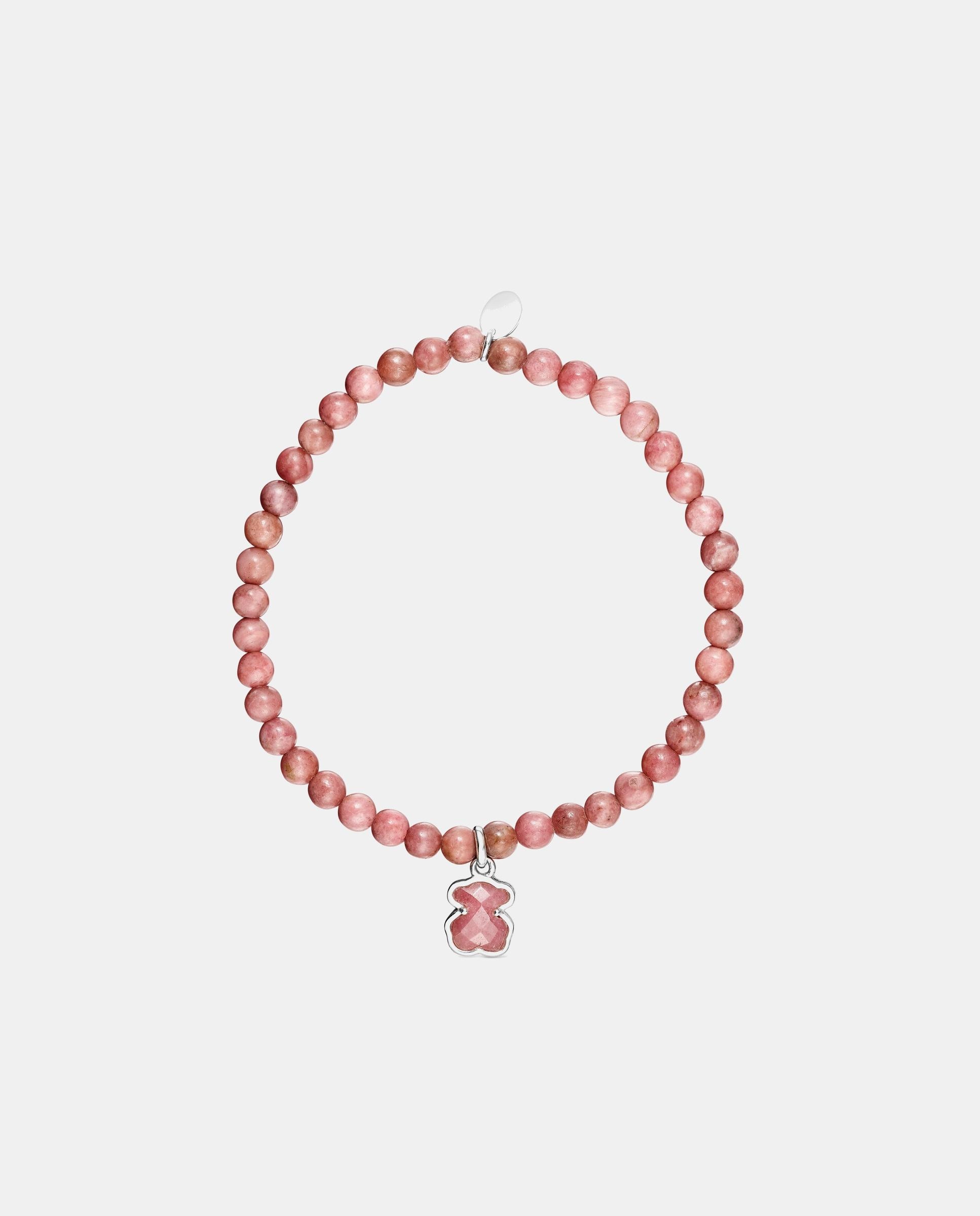 Pulsera icon color de plata y rodonita - Rosa Rosa-2