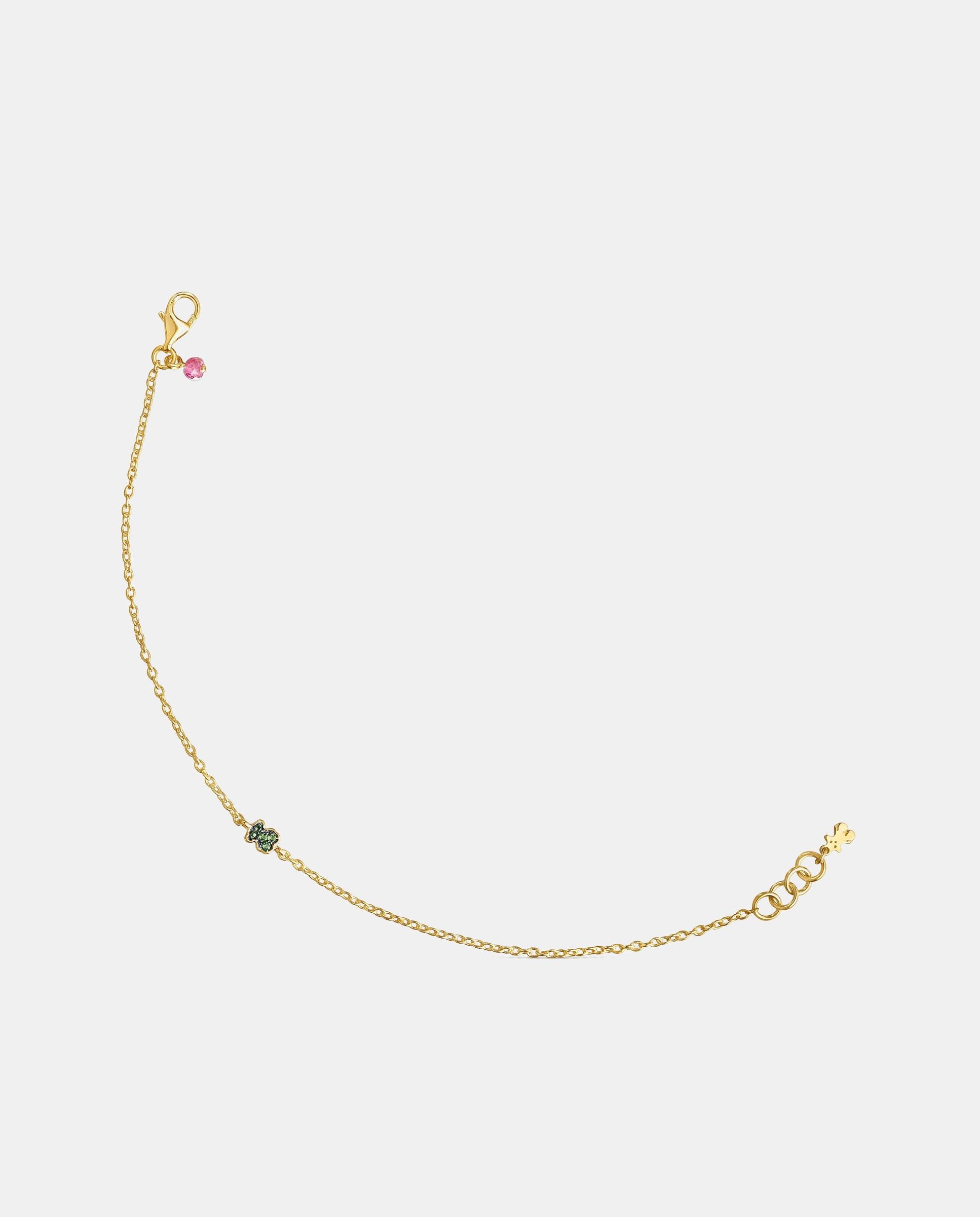 Pulsera new motif bañada en oro de 18 kt sobre plata con oso de cromodiópsidos - Tous - Verde Verde-1