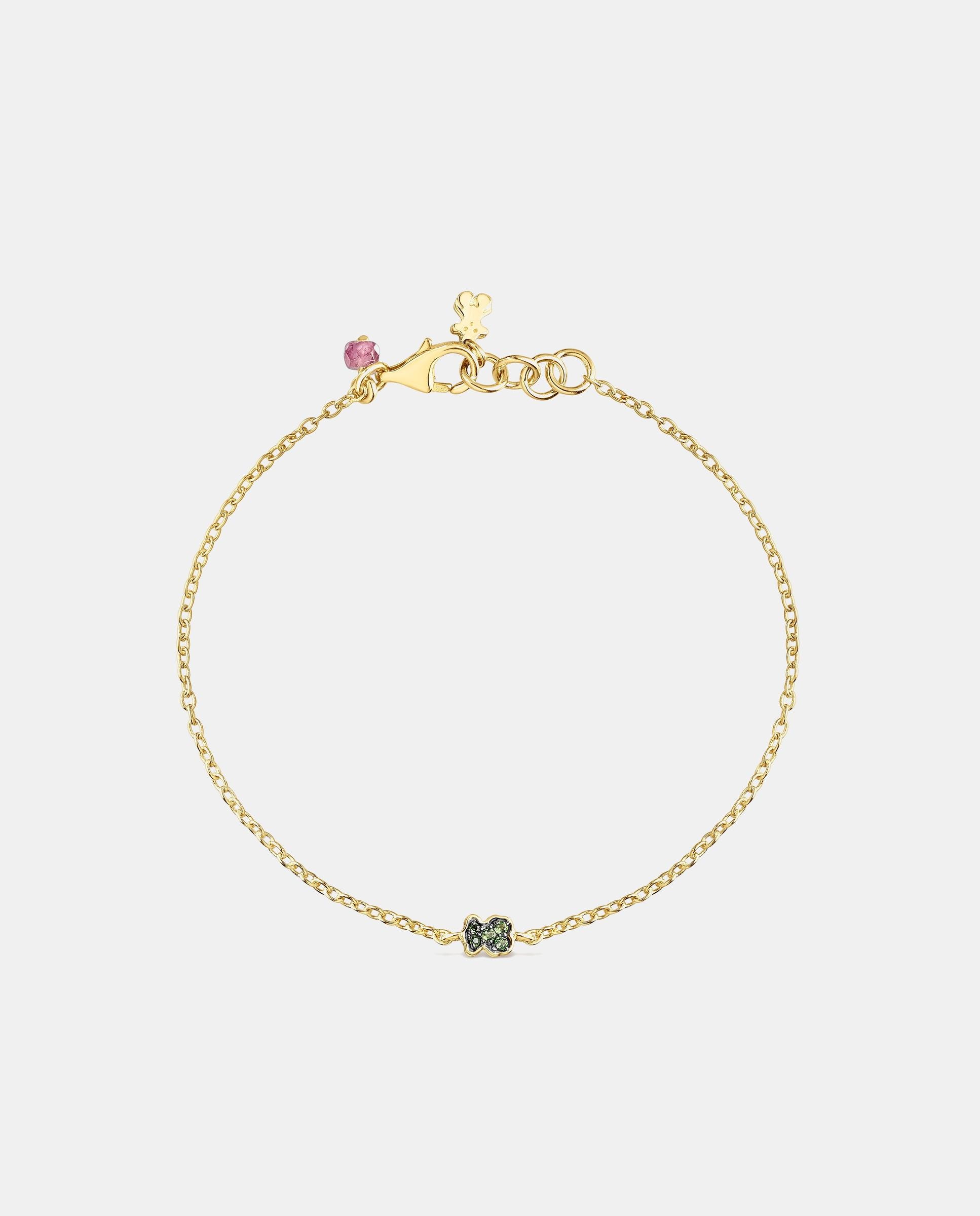 Pulsera new motif bañada en oro de 18 kt sobre plata con oso de cromodiópsidos - Tous - Verde Verde-2