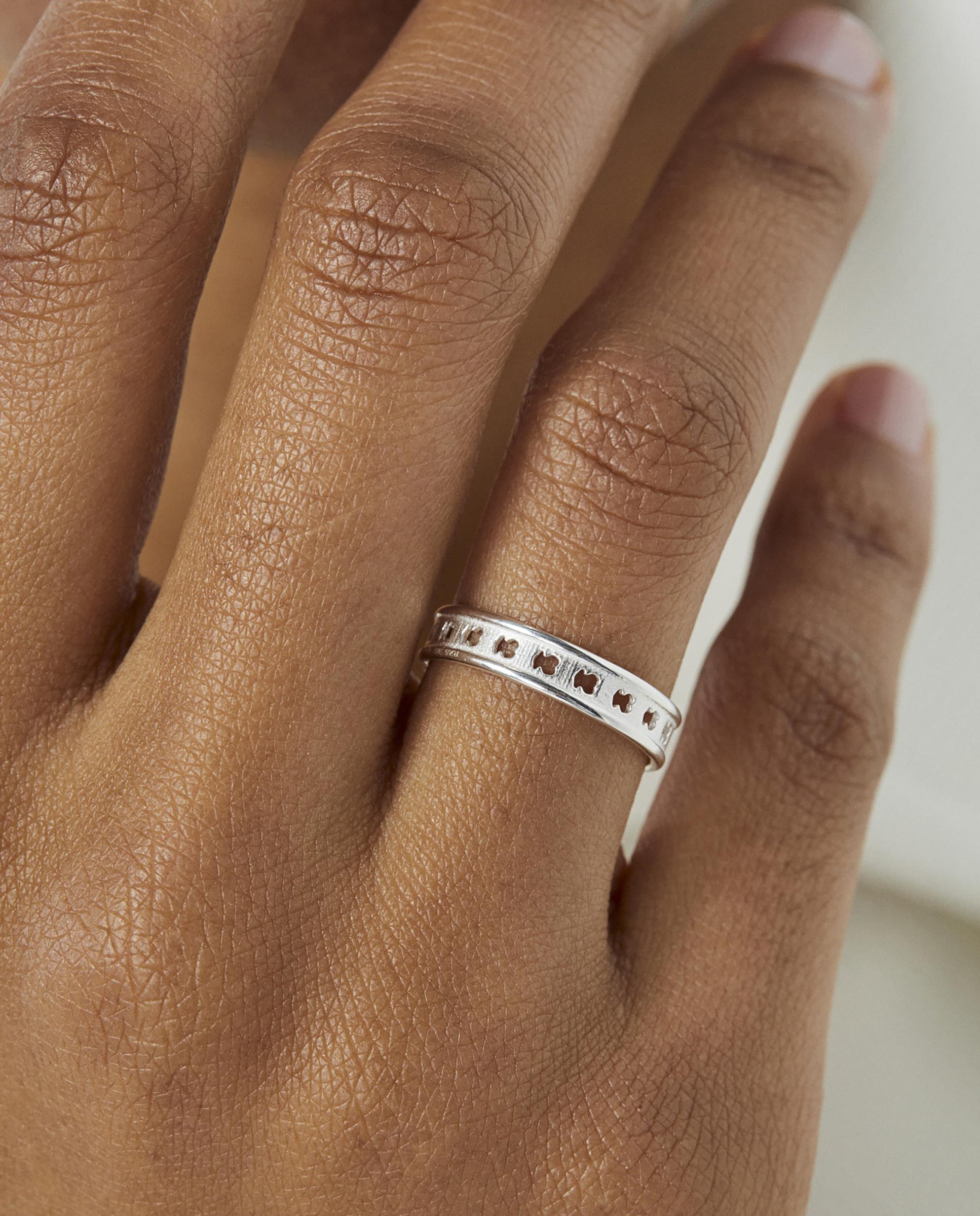 Anillo bear row de plata con siluetas de oso - Tous - Plateado Plateado-5