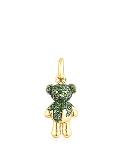 Imagen 0 de Colgante Teddy Bear Splash bañado en oro de 18 kt sobre plata y cromodiópsido