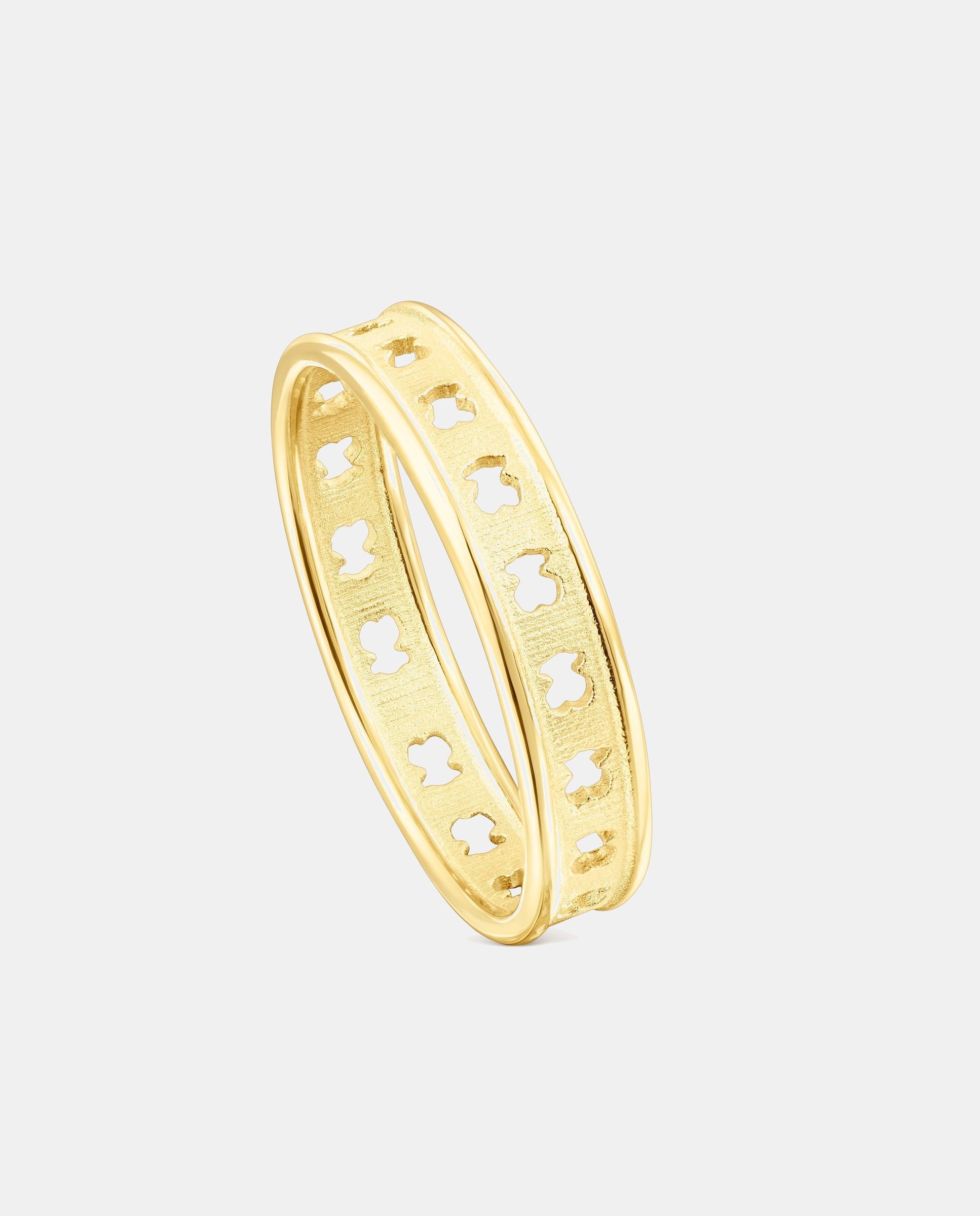 Anillo bear row bañado en oro de 18 kt sobre plata con siluetas de oso - Tous - Dorado Dorado-1