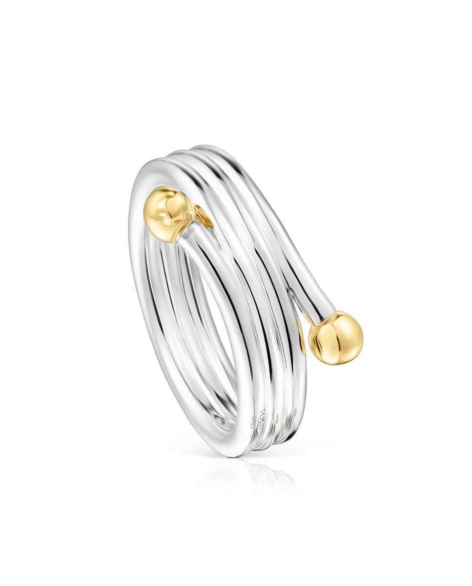 Anillo St. Tropez triple de plata y bañado en oro 18 kt sobre plata