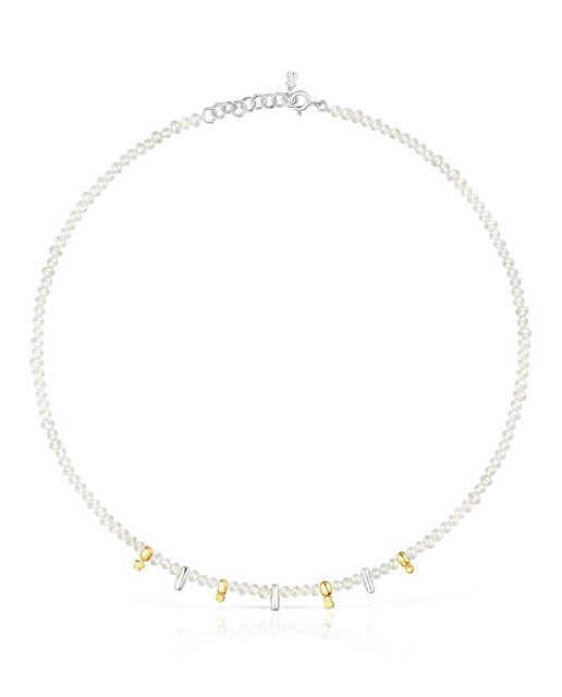 Imagen 0 de Collar Virtual Garden de plata y bañado en oro 18 kt sobre platacon perlas