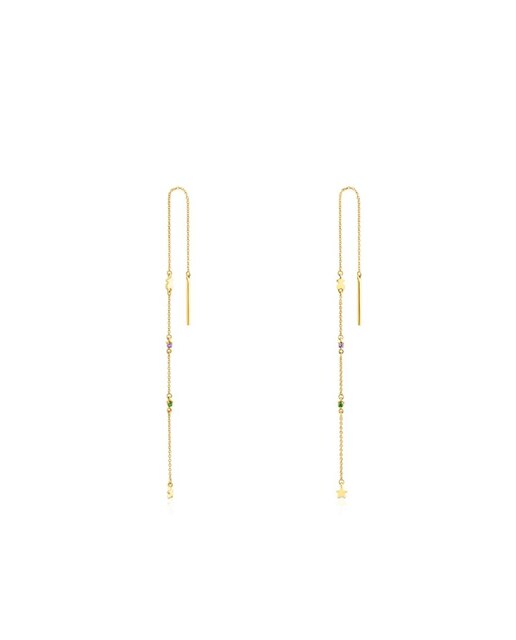Pendientes Virtual Garden largos de oro y gemas