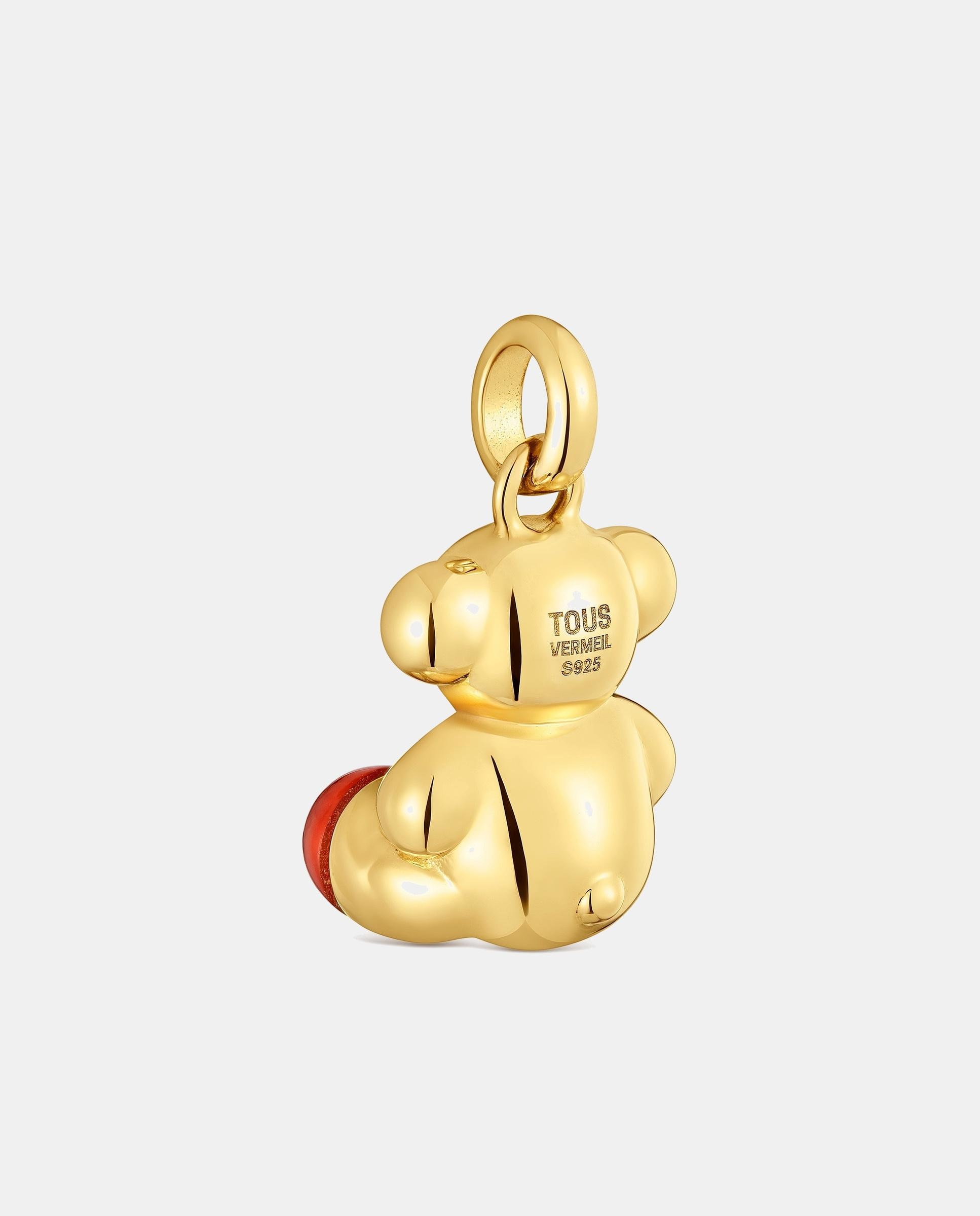 Colgante bold bear de oso bañado en oro de 18 kt sobre plata y cornalina - Naranja Naranja-3