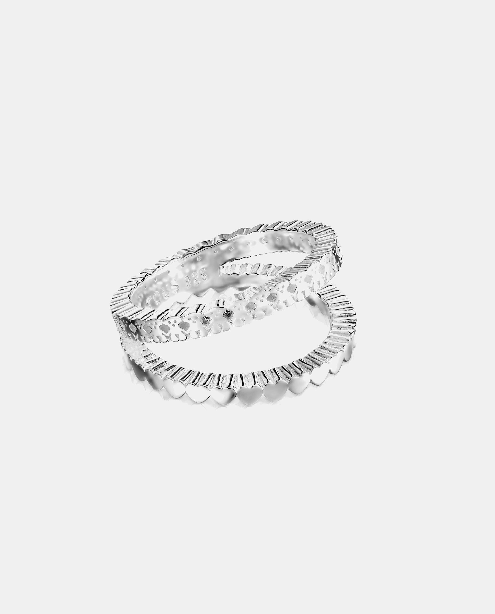 Anillo straight doble de plata con corazones - Tous - Plateado Plateado-2