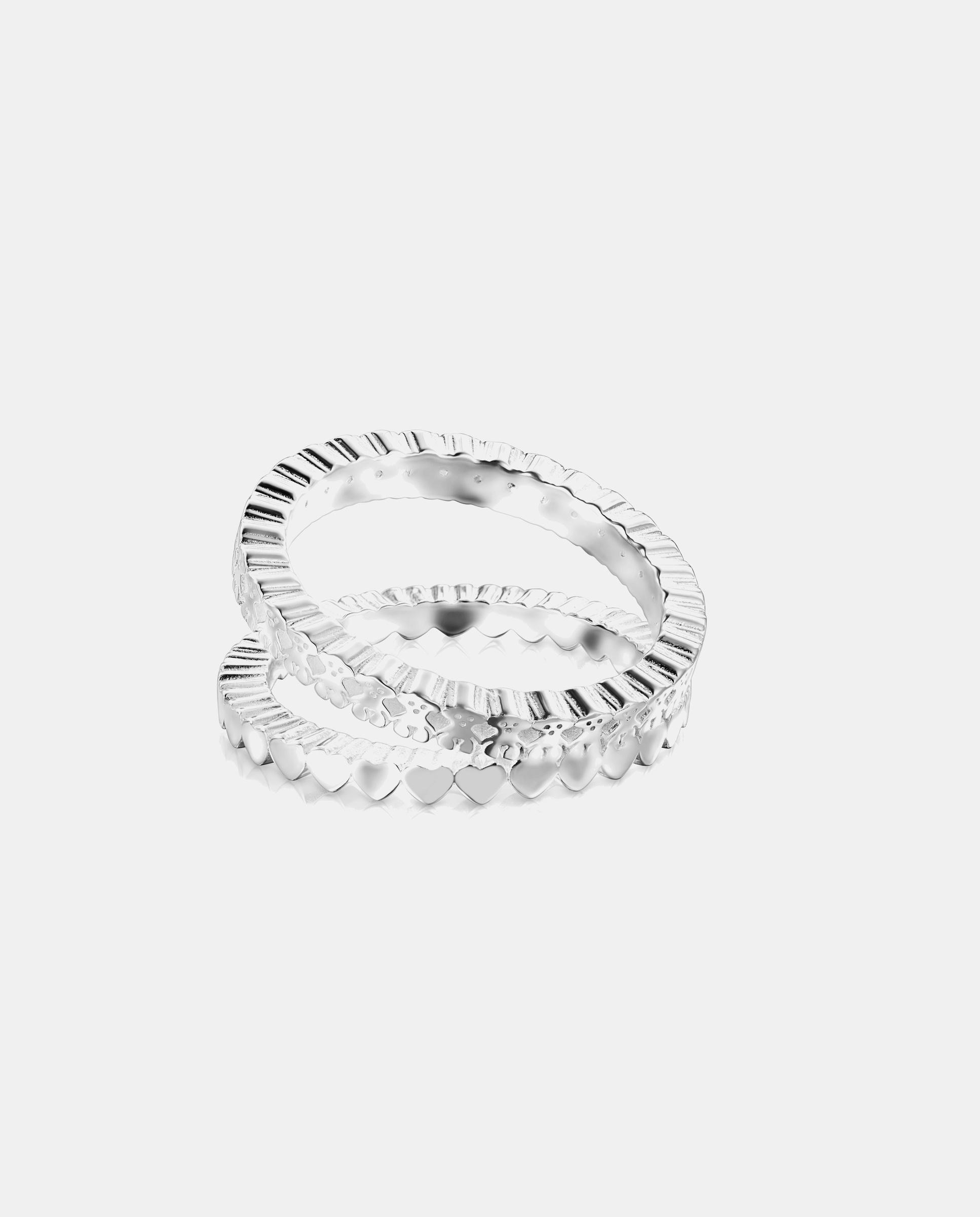 Anillo straight doble de plata con corazones - Tous - Plateado Plateado-3