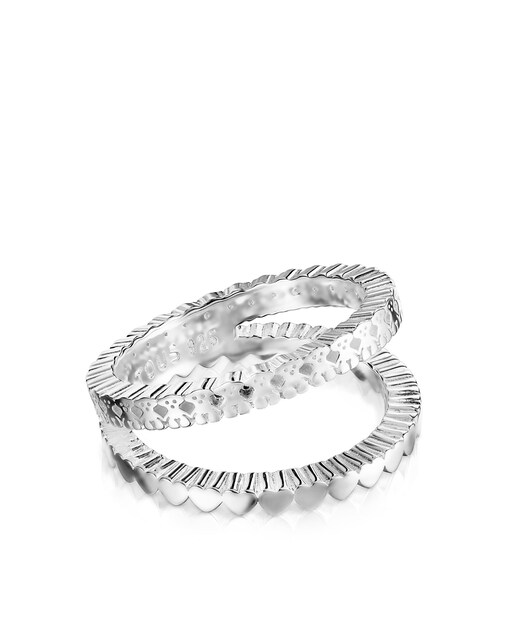 Imagen 0 de Anillo doble Straight de plata con corazones