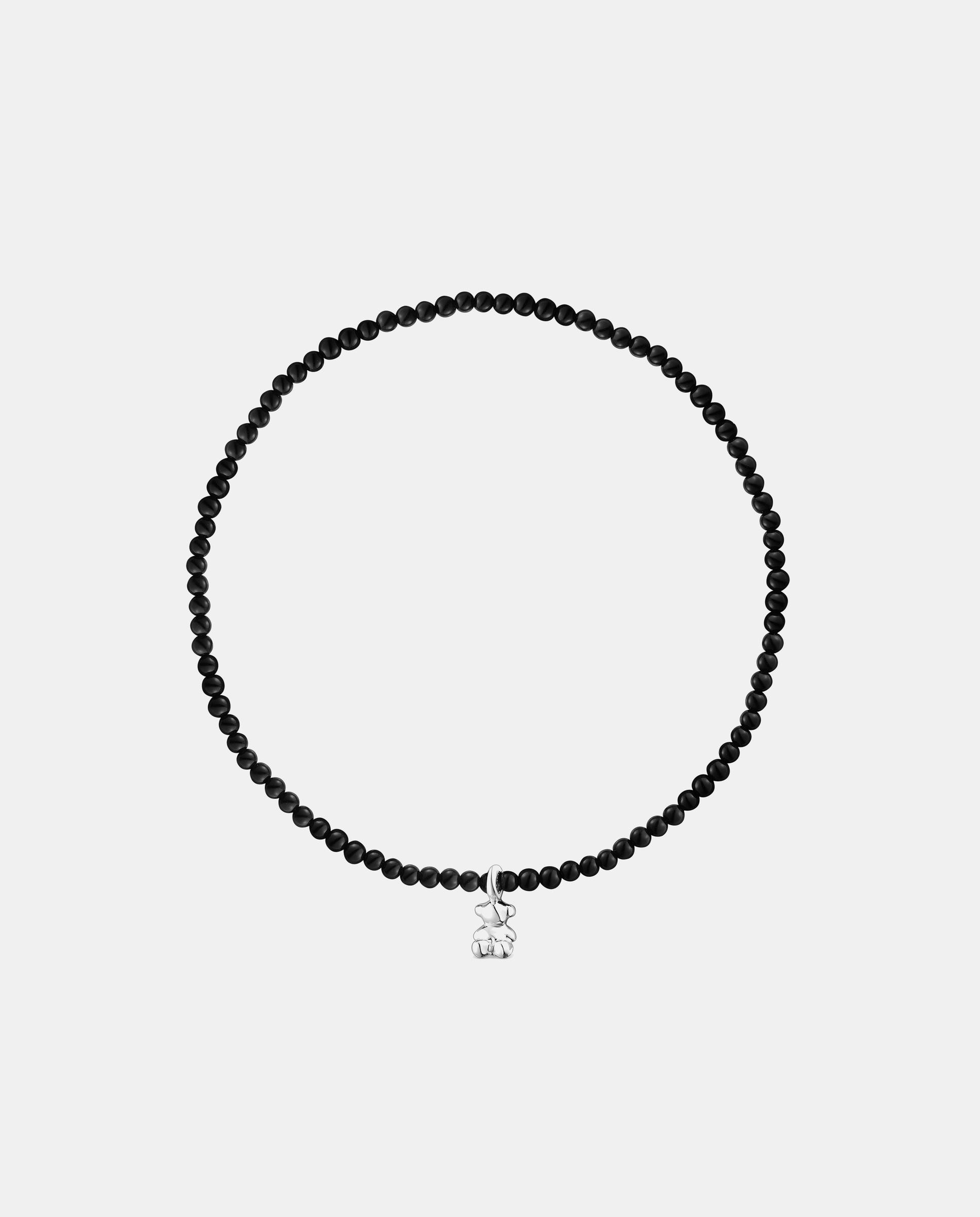 Pulsera bold bear elástica con ónix y oso de plata - Negro Negro-2