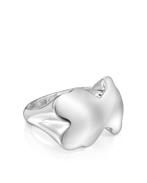 Imagen 0 de Anillo Bold Motif sello de plata con oso