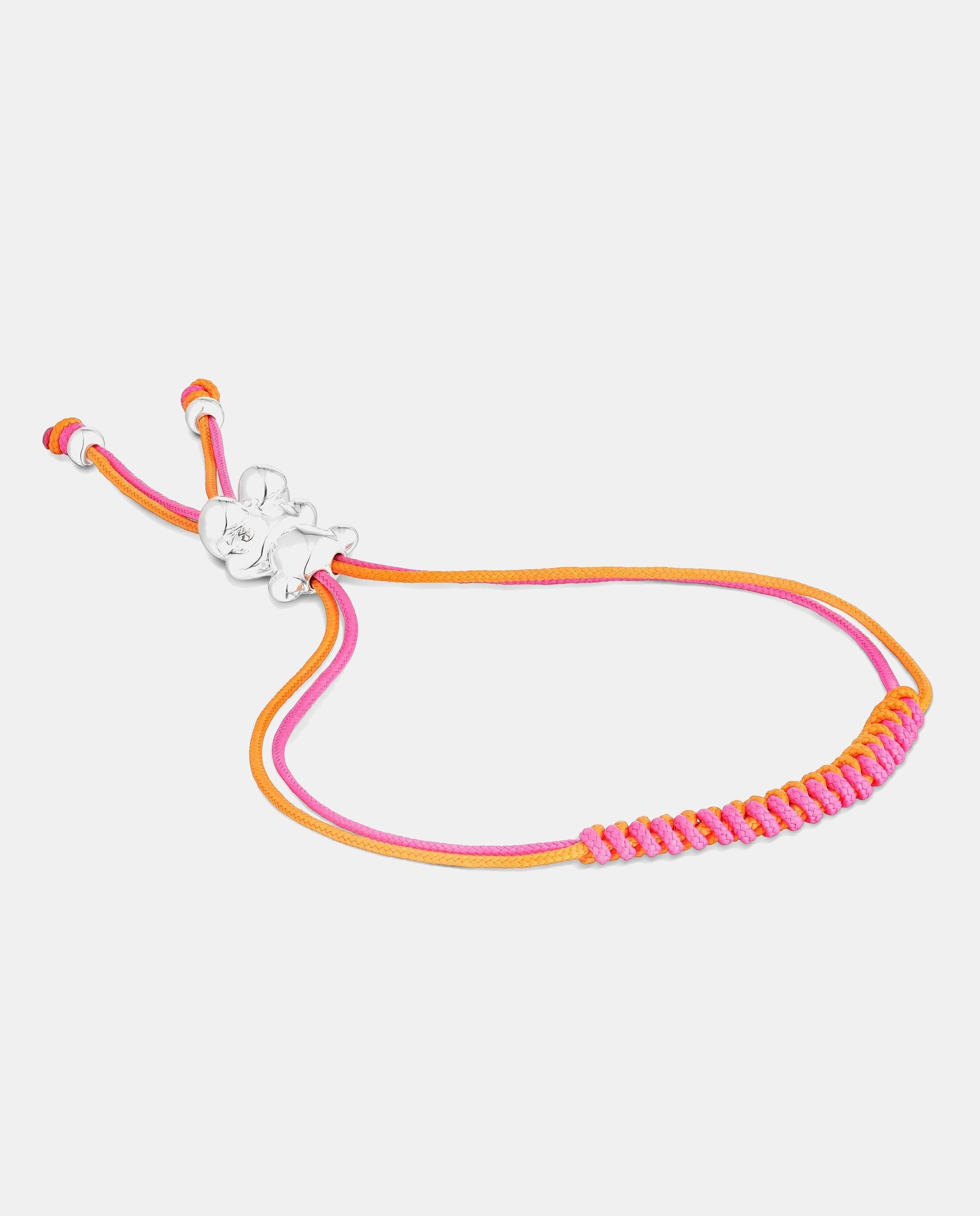 Imagen 1 de Pulsera  bold bear de cordón con oso de plata Rosa