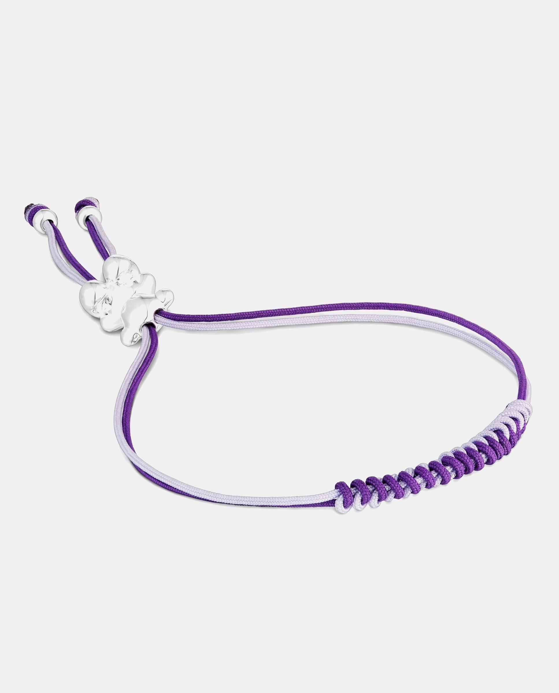 Imagen 1 de Pulsera  bold bear de cordón con oso de plata Lila