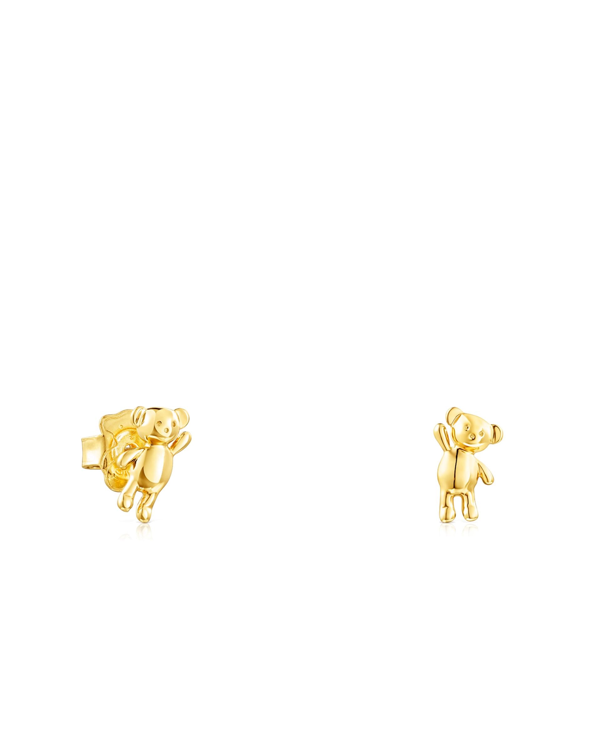Brincos Teddy Bear Banhados em Ouro 18 Kt Sobre Prata Dourado-1