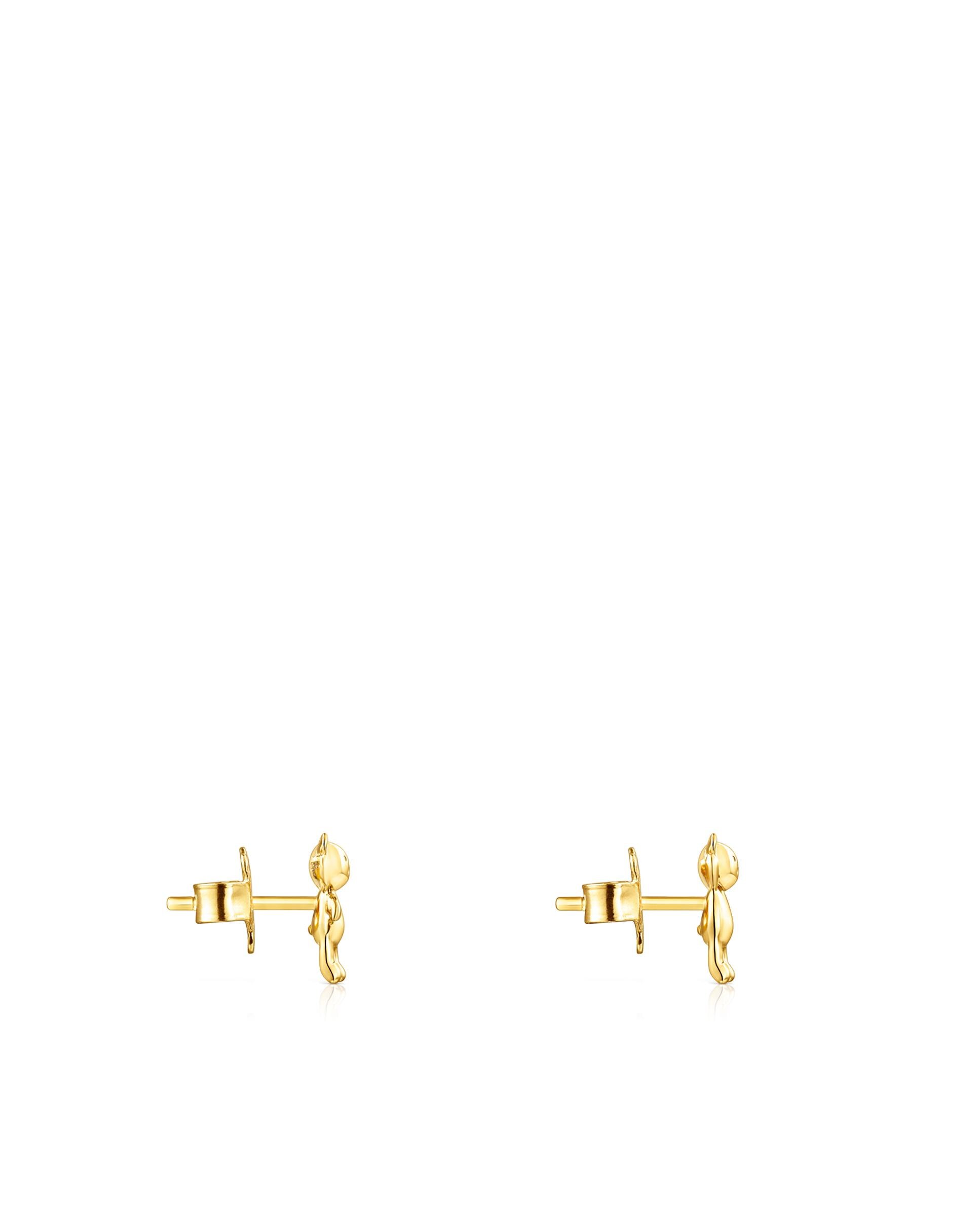 Brincos Teddy Bear Banhados em Ouro 18 Kt Sobre Prata Dourado-2