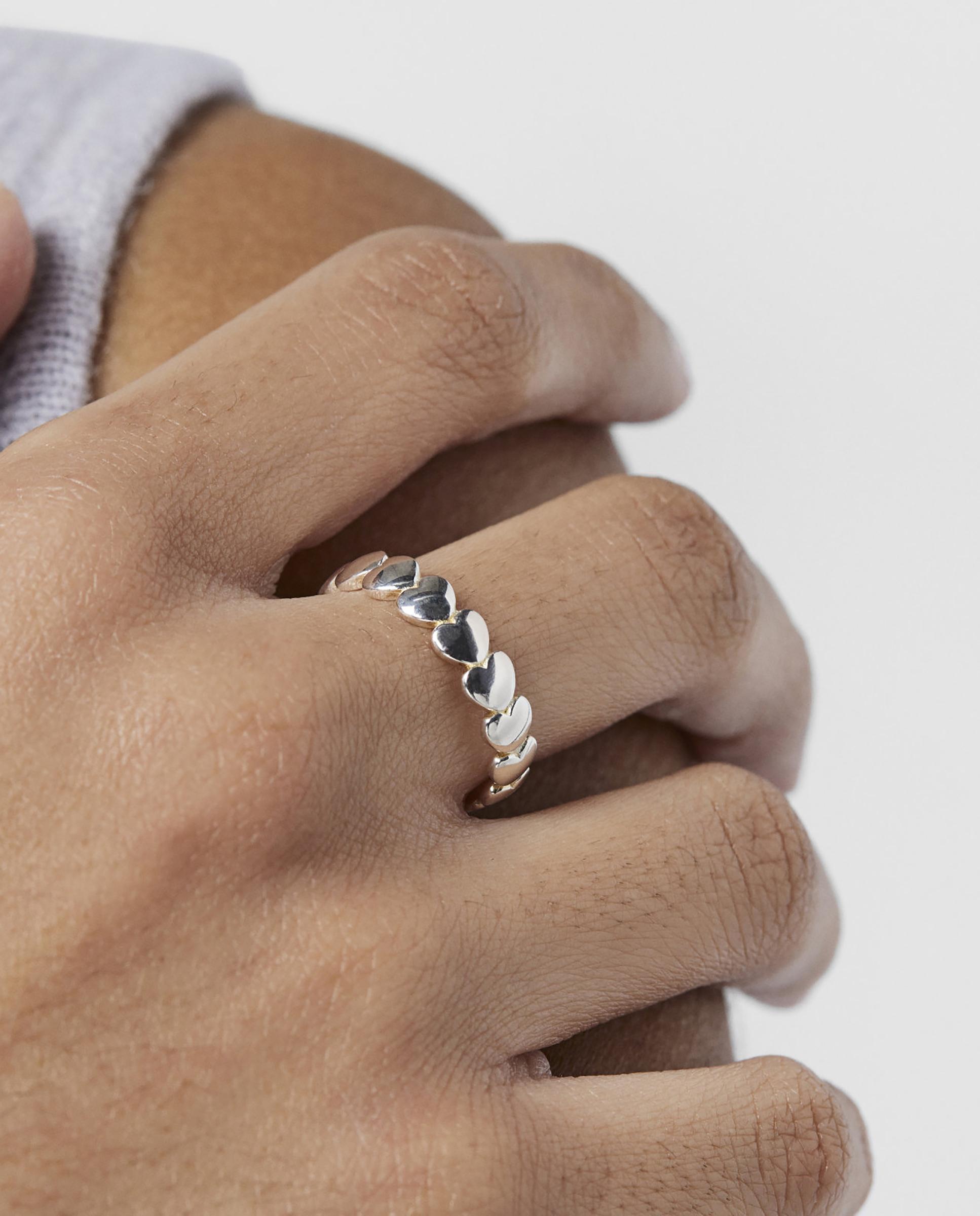 Anillo mini icons de plata con corazones - Plateado Plateado-5