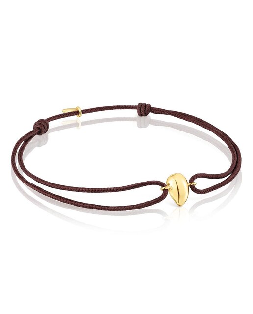 Imagen 0 de Pulsera Balloon lágrima de oro y cordón marrón