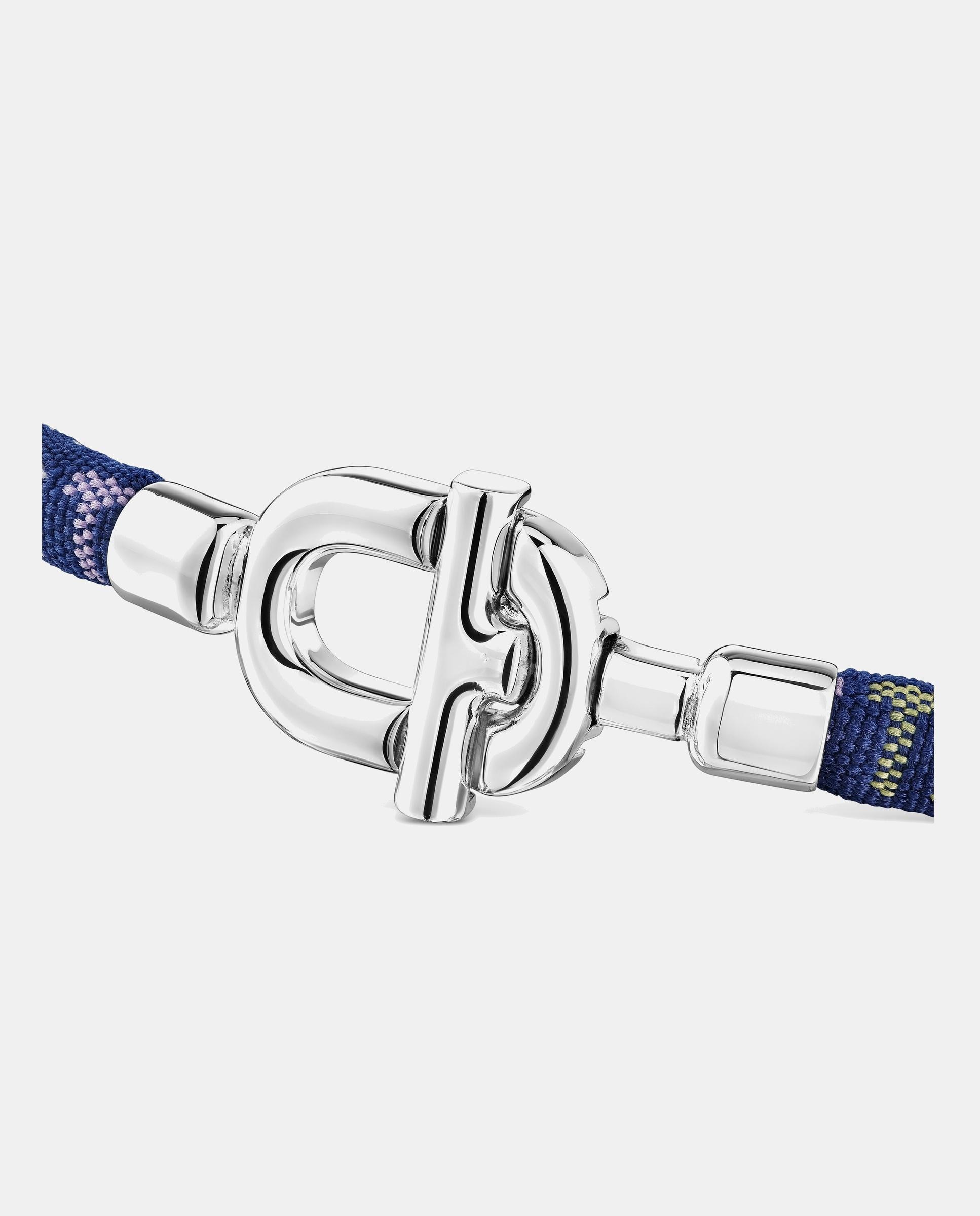 Pulsera manifesto de plata y cordón con logo - Azul Azul-2