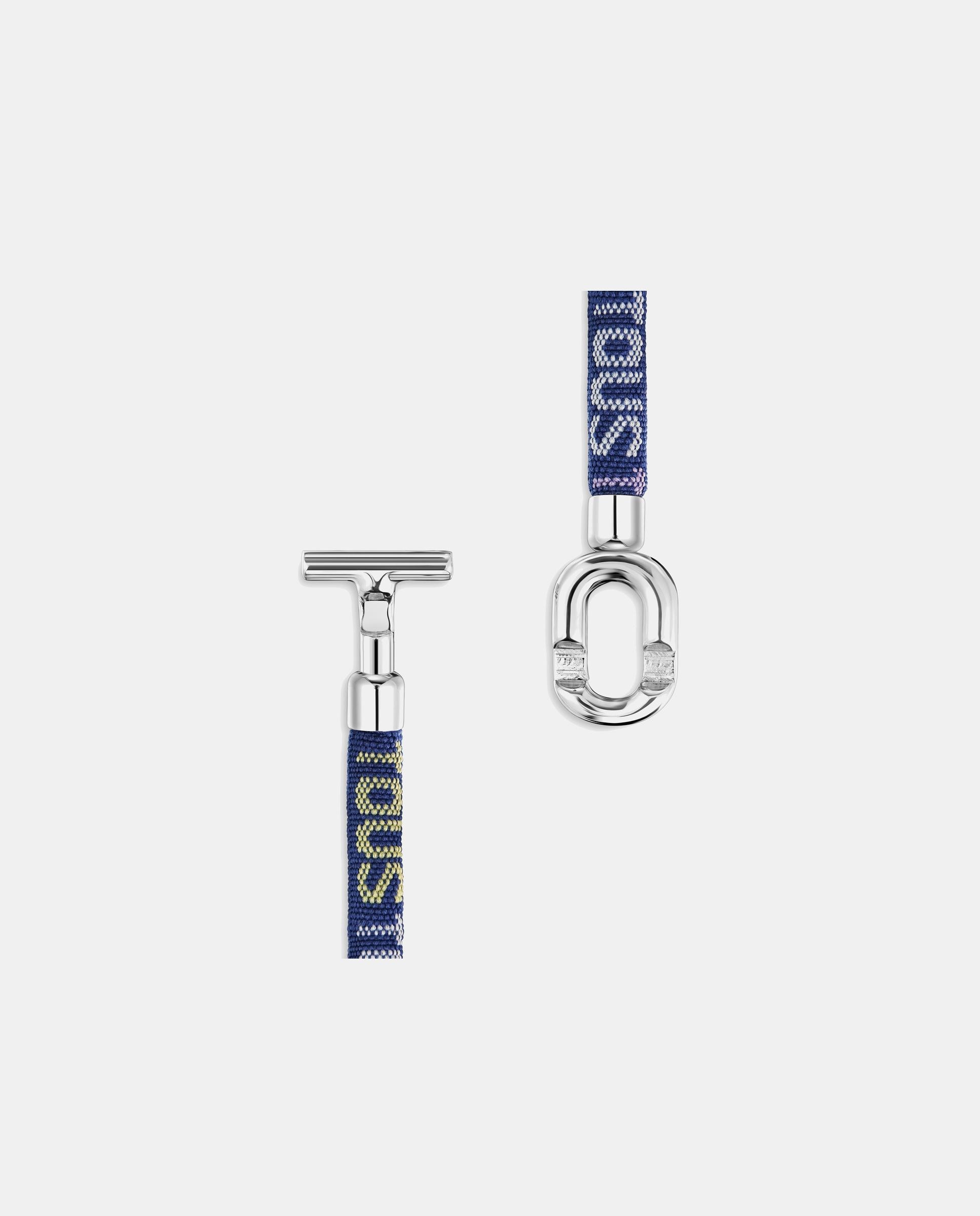 Pulsera manifesto de plata y cordón con logo - Azul Azul-3