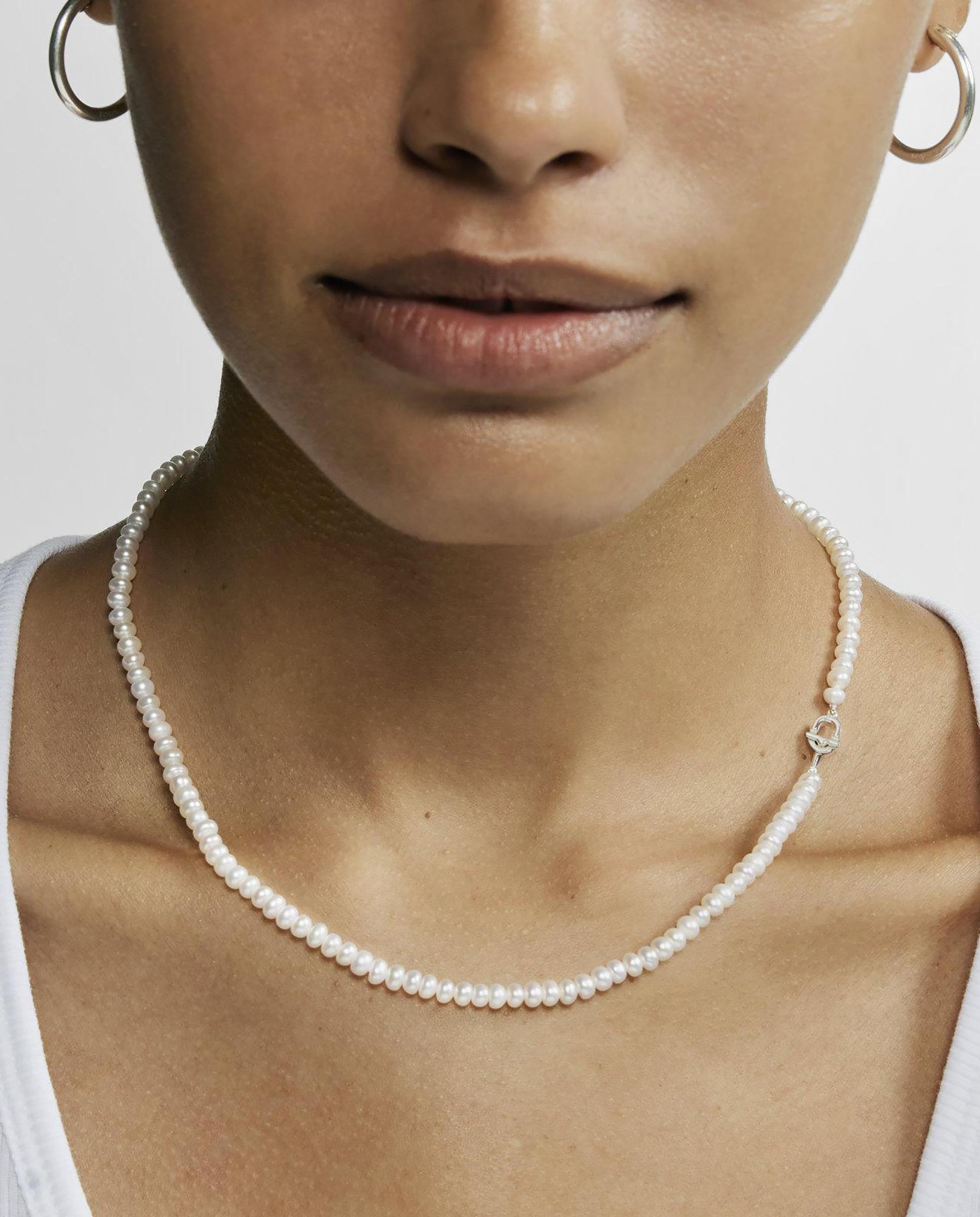 Imagen 3 de Collar manifesto de plata y perlas - Blanco Blanco