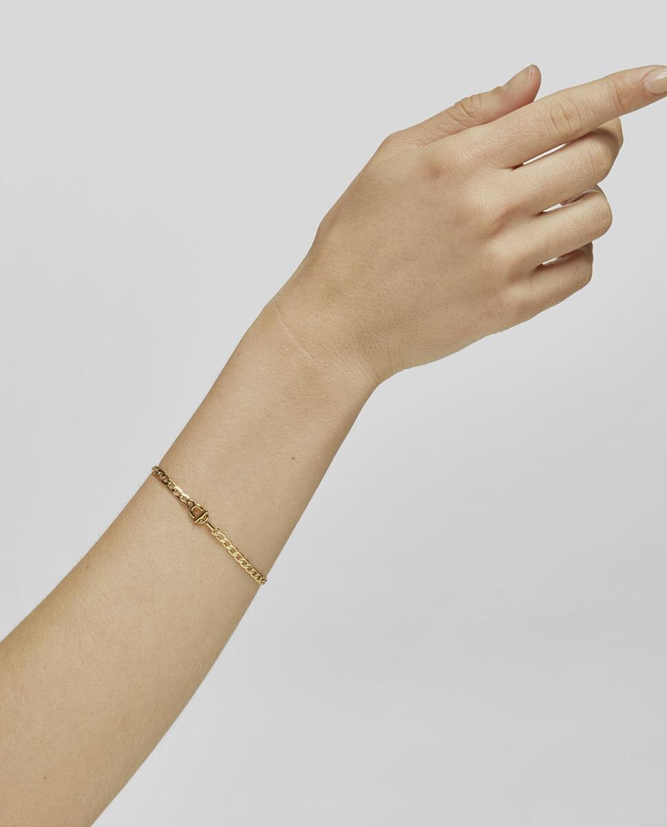 Pulsera de cadena manifesto bañada en oro 18 kt sobre plata - Dorado Dorado-4