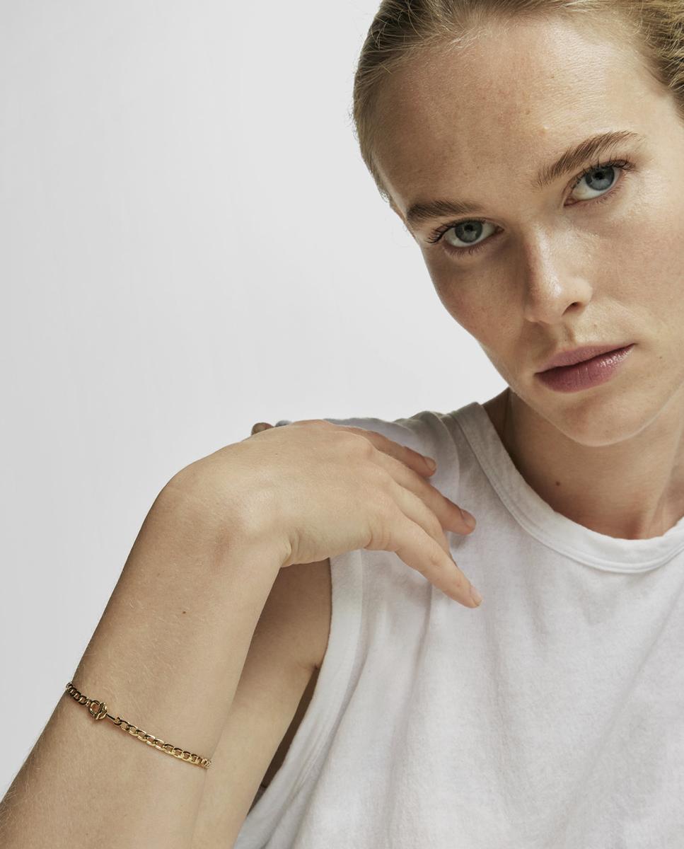 Pulsera de cadena manifesto bañada en oro 18 kt sobre plata - Dorado Dorado-6