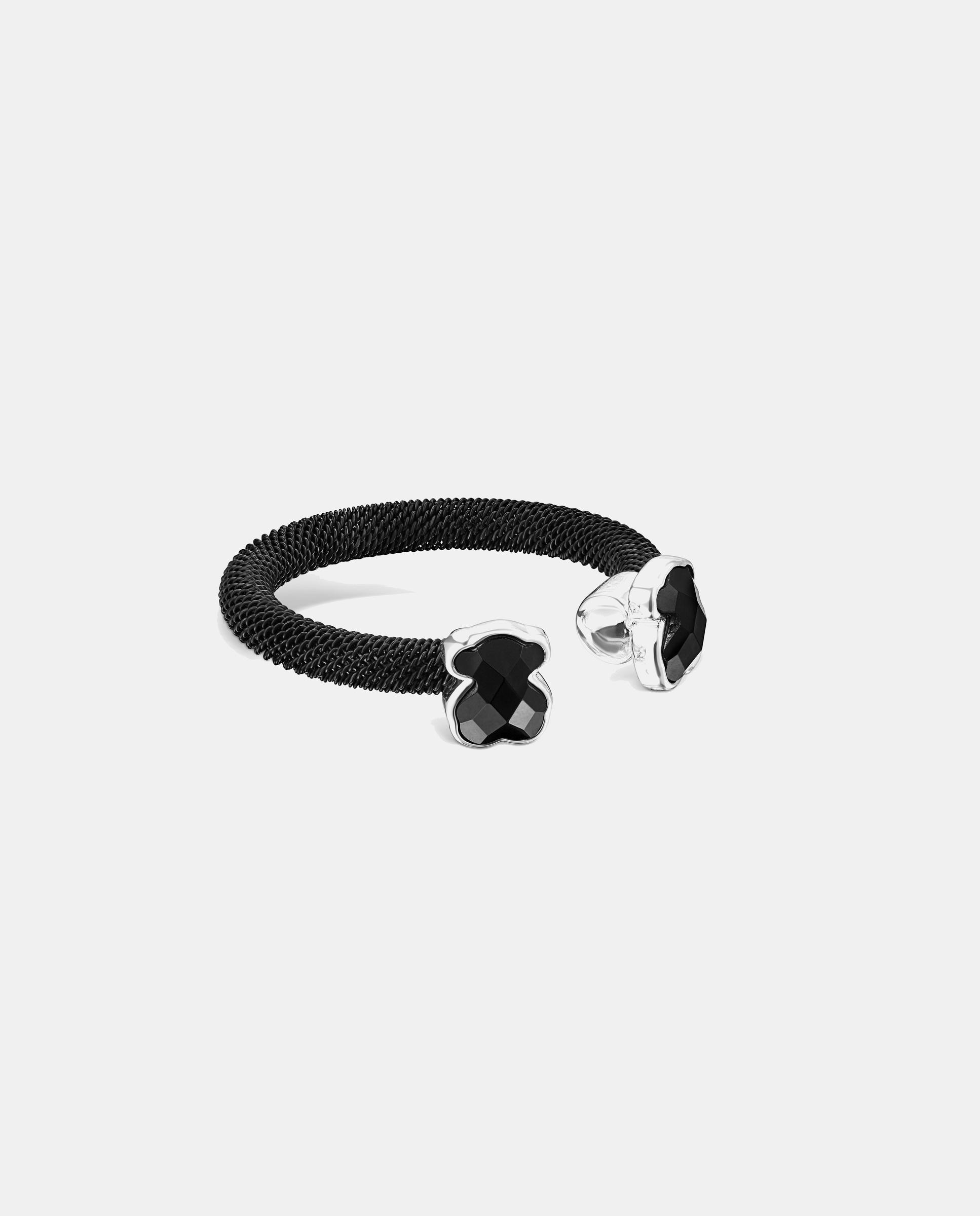 Anillo de acero con ónix color con dos osos - Tous - Negro Negro-2