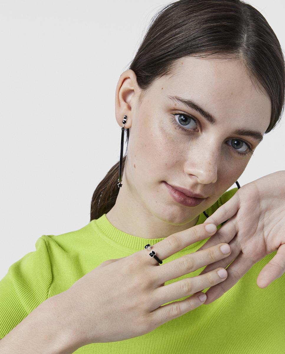 Anillo de acero con ónix color con dos osos - Tous - Negro Negro-3