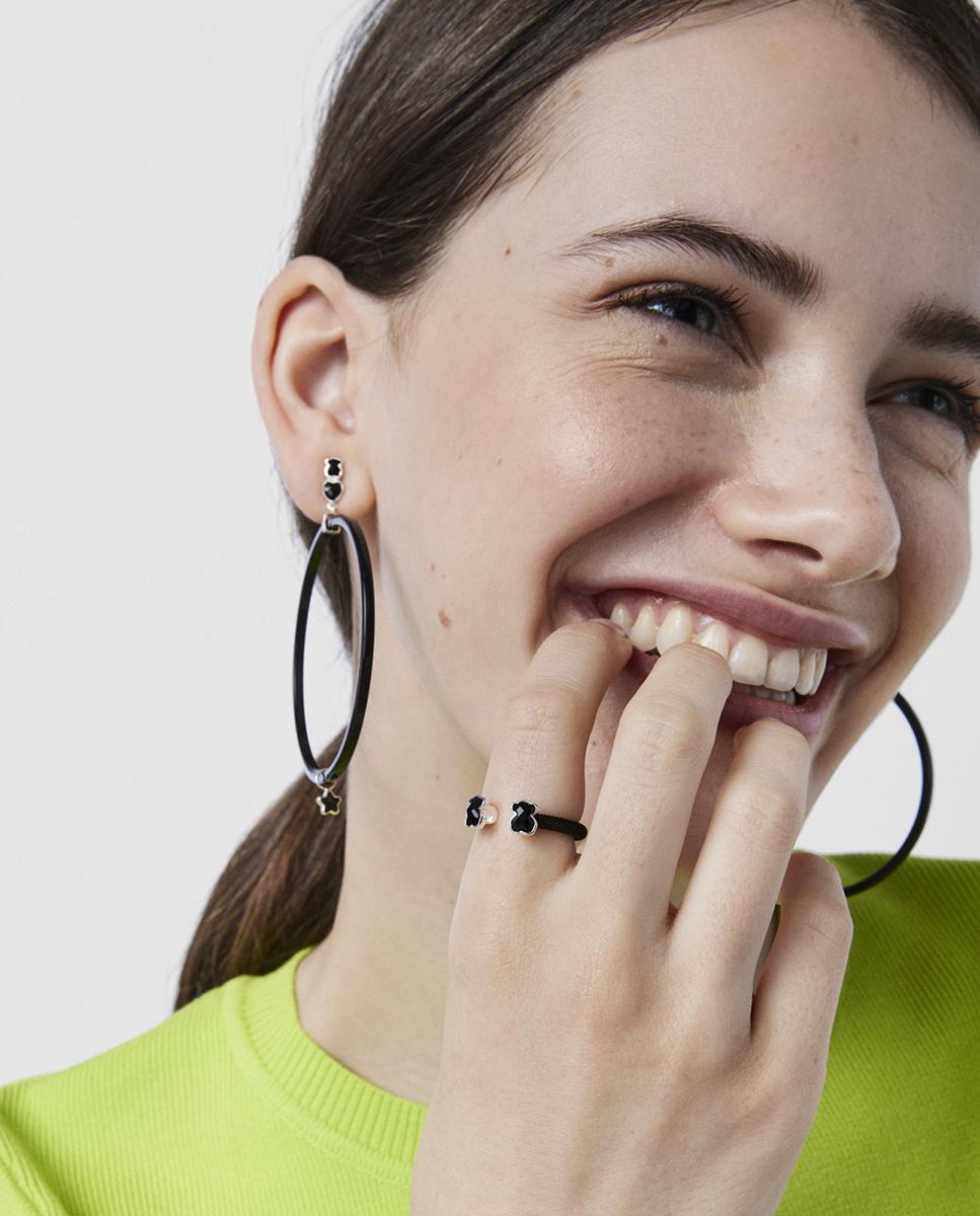 Anillo de acero con ónix color con dos osos - Tous - Negro Negro-4