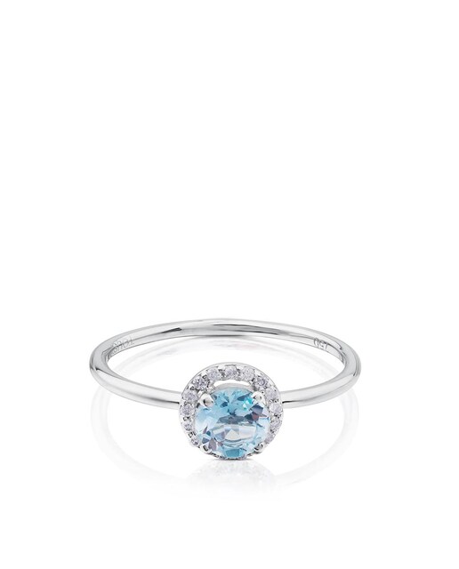 Imagen 0 de Anillo Color Kings de oro blanco con diamantes y topacio azul