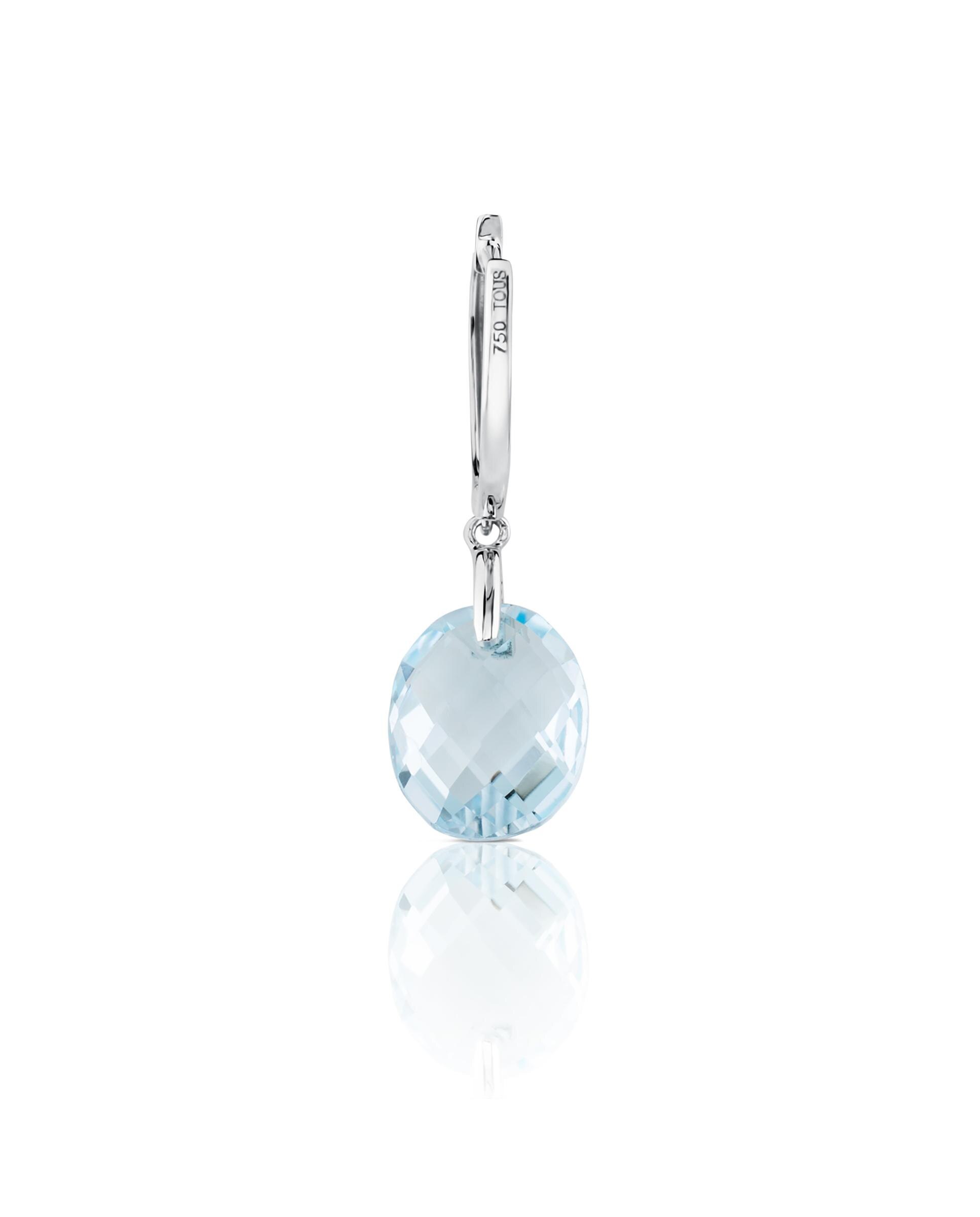 Brincos em Kings de Ouro Branco com Diamantes e Topázio Azul-3
