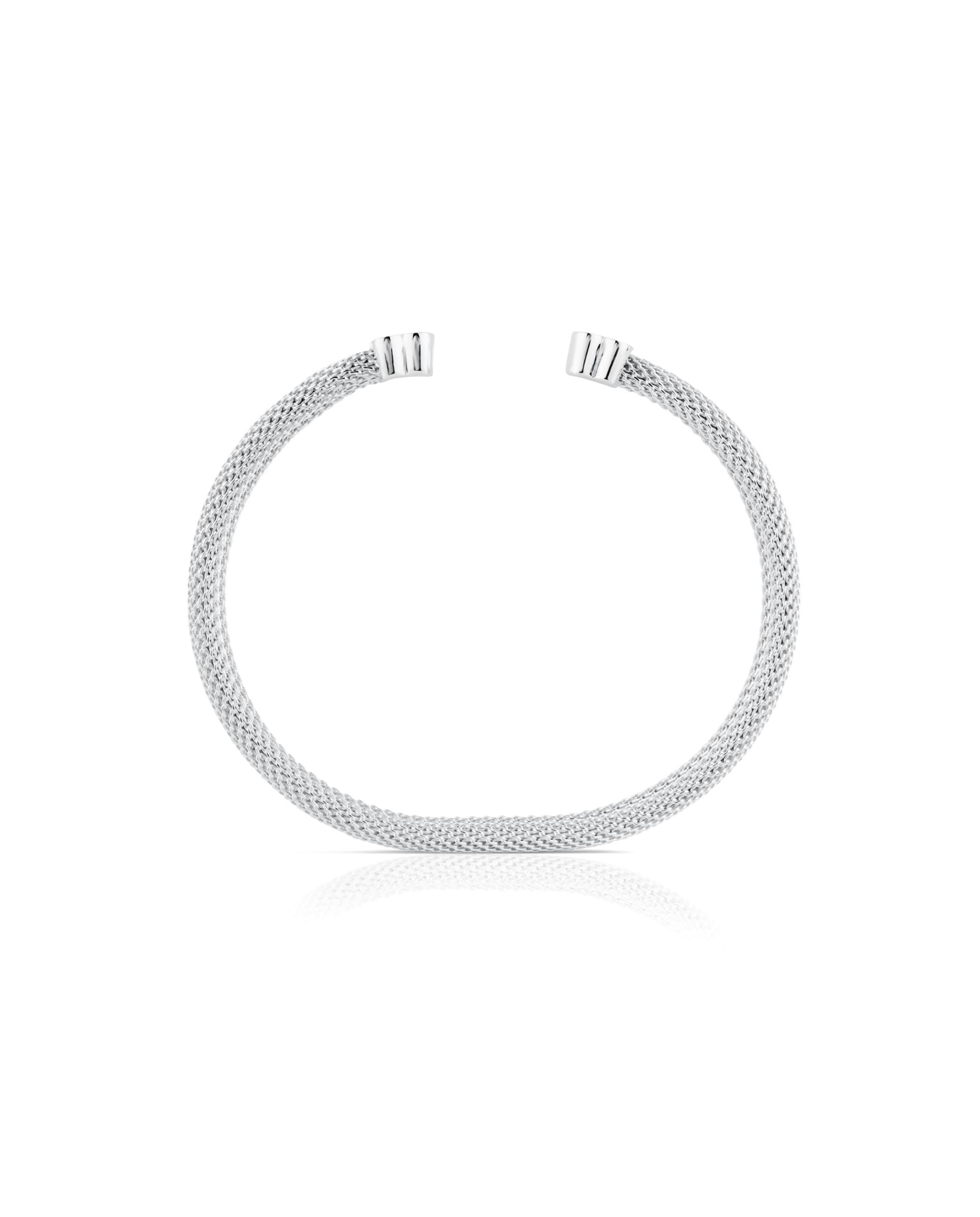 Pulseira Rígida Icon Mesh de Prata com Urso Prateado-3