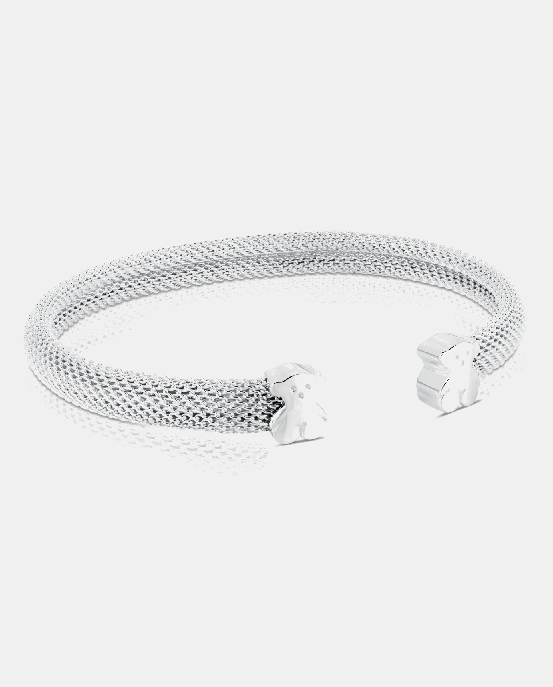 Imagen 0 de Pulsera rígida icon mesh de plata con oso Plateado