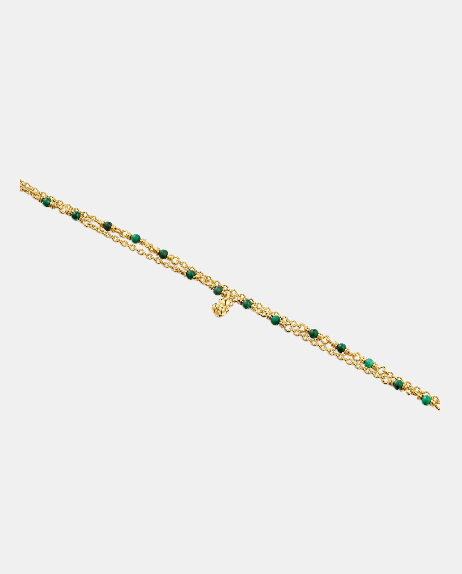 Pulsera de cadena bold bear bañada en oro de 18 kt sobre plata y malaquita - Verde Verde-3