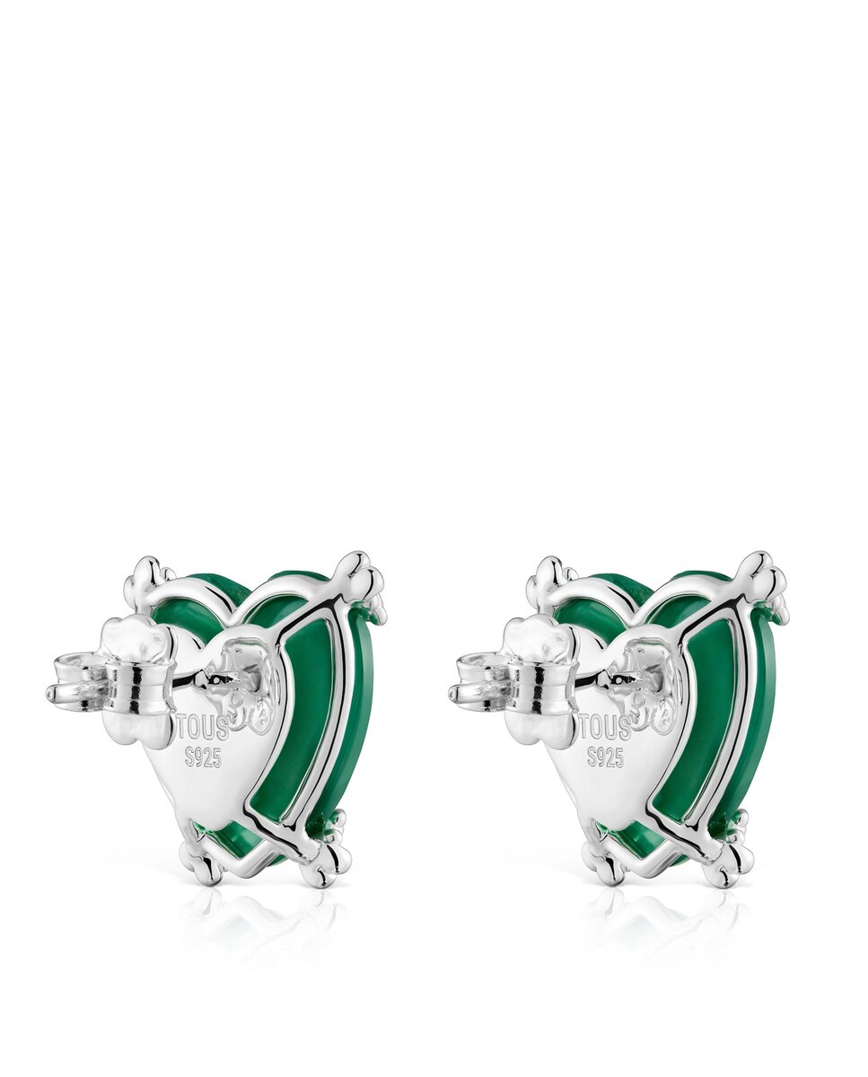 Pendientes Color Pills de corazón de plata y calcedonia tratada