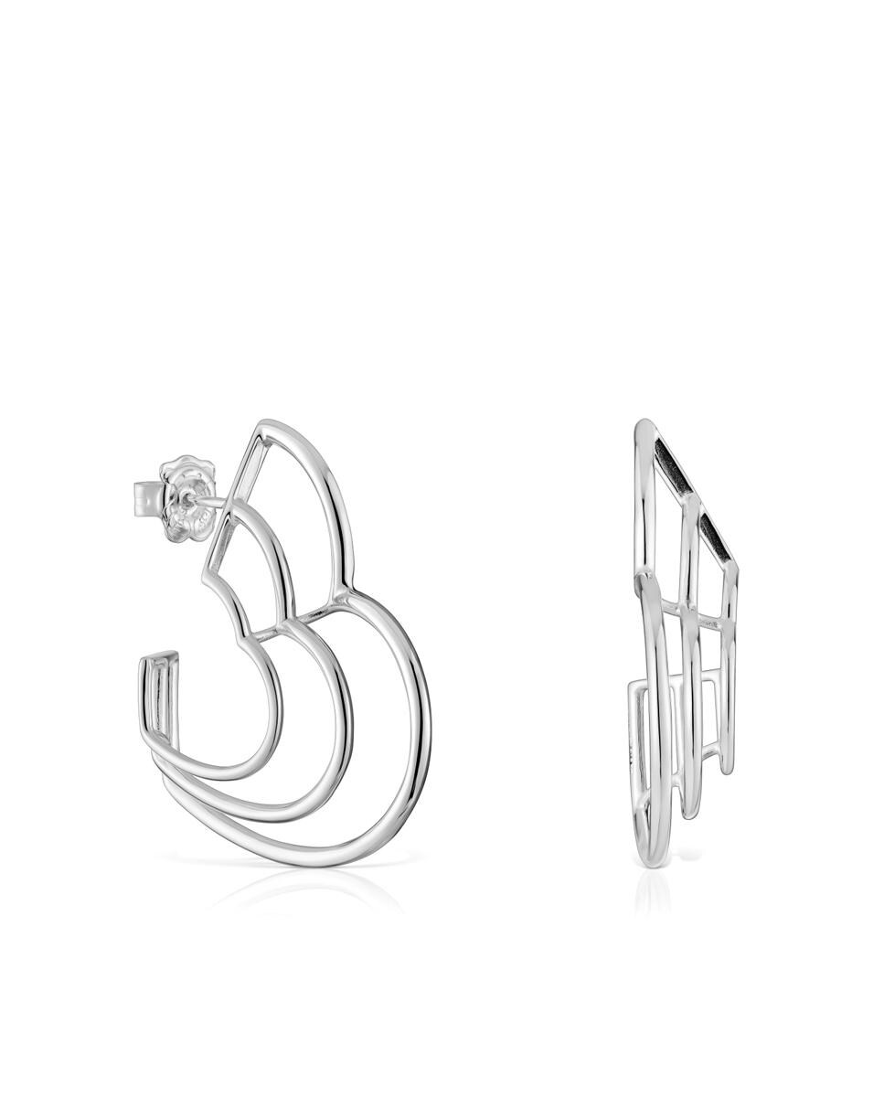 Pendientes Bickie con triple corazón de plata Plata-1