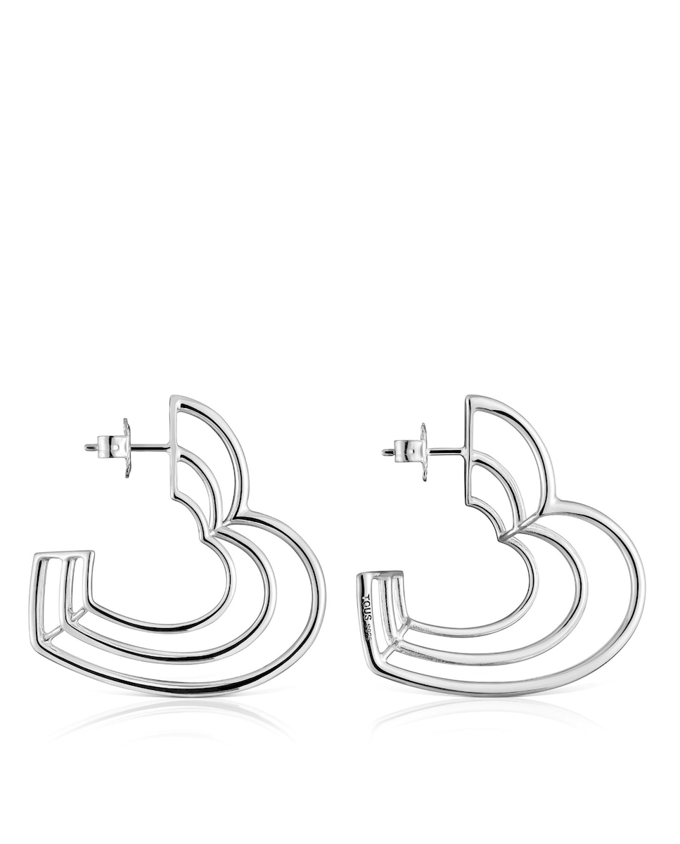Pendientes Bickie con triple corazón de plata Plata-2