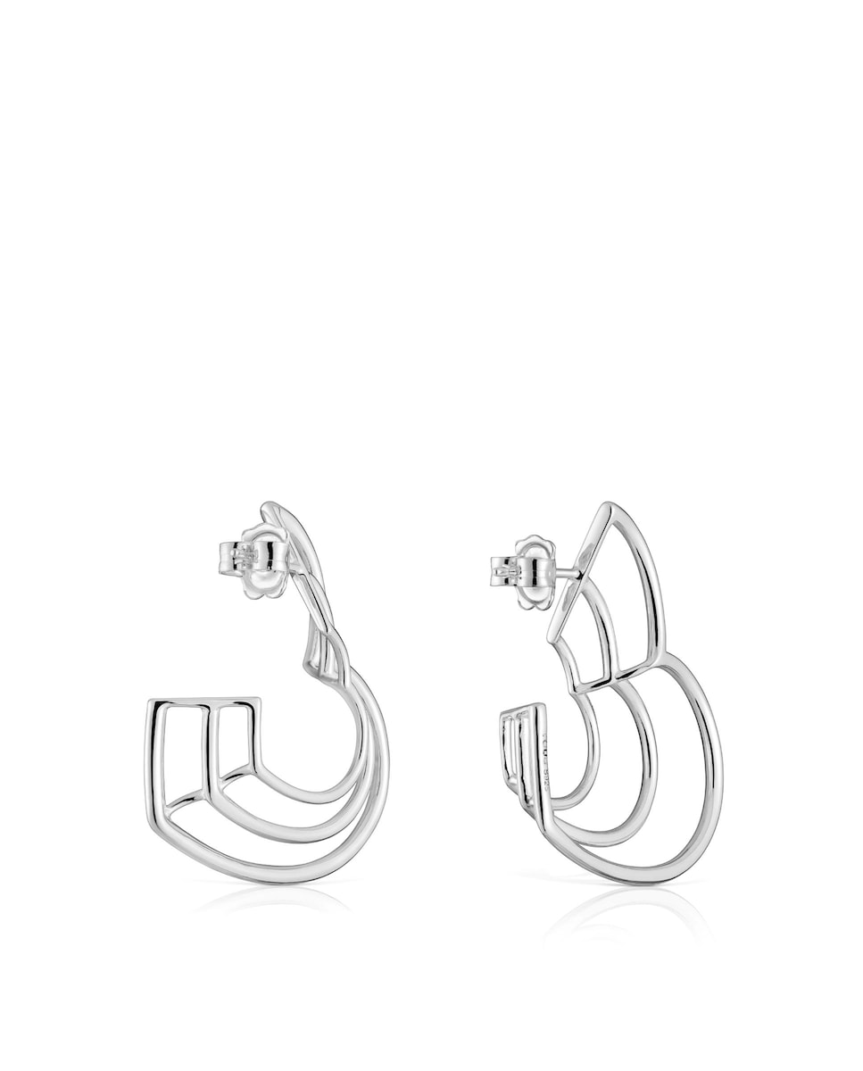 Pendientes Bickie con triple corazón de plata Plata-3
