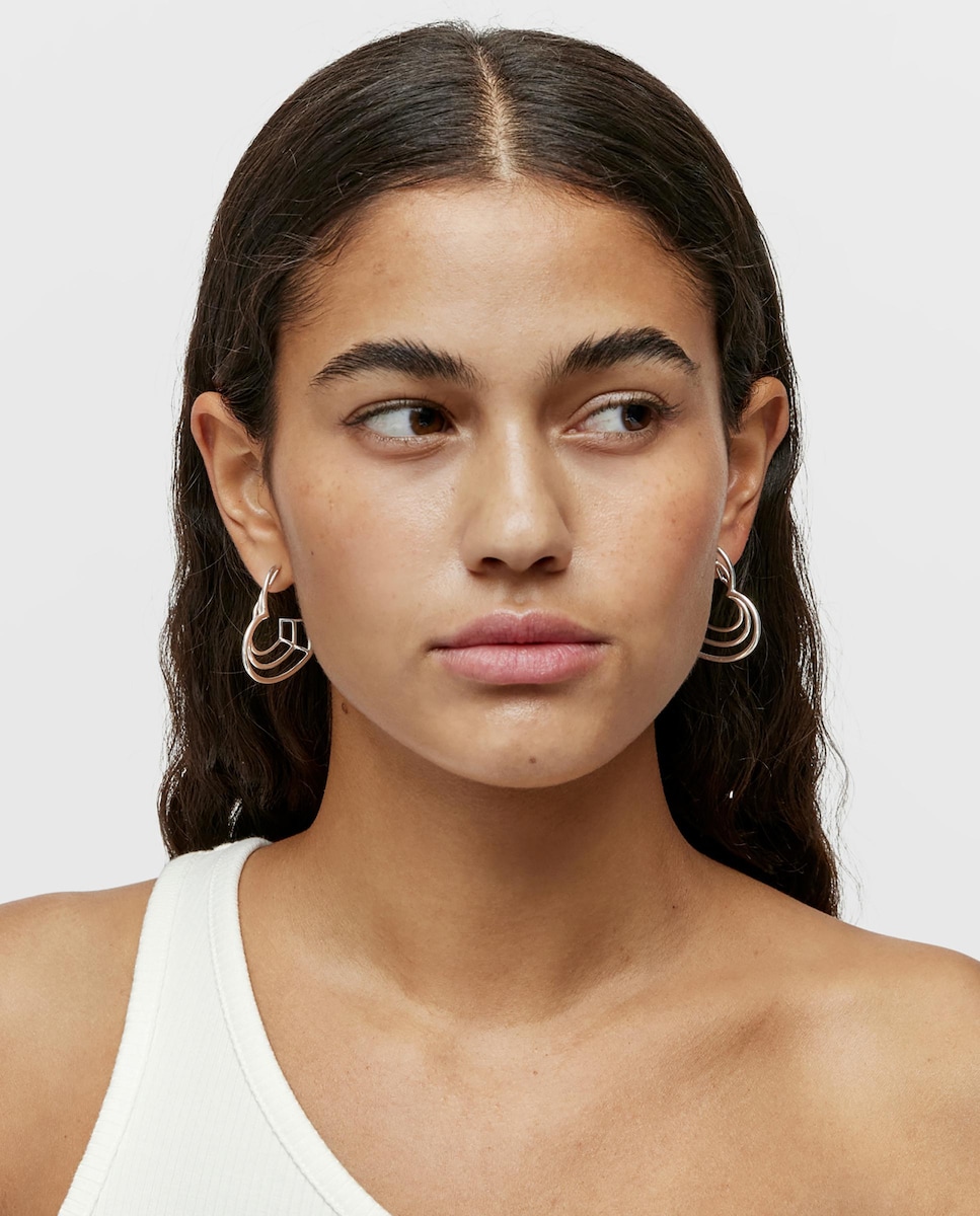 Pendientes Bickie con triple corazón de plata Plata-6