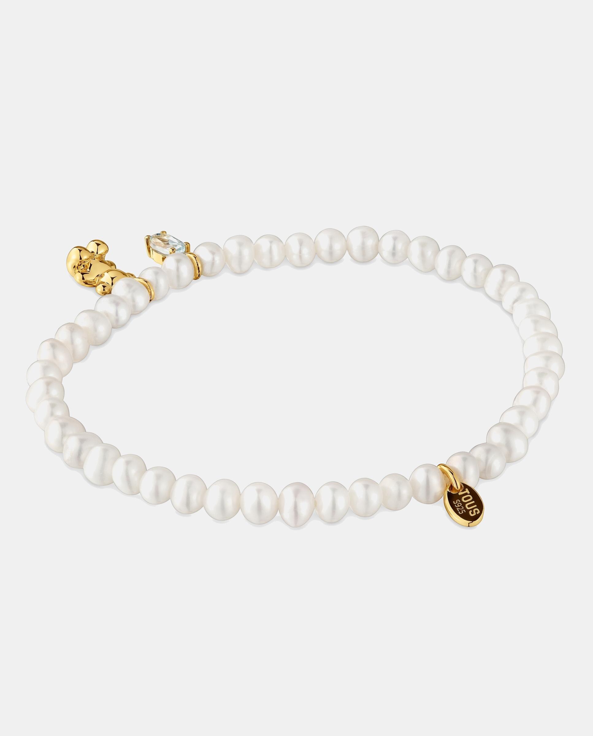 Pulsera bold bear elástica bañada en oro sobre plata con perla y topacio - Tous - Multicolor Multicolor-3